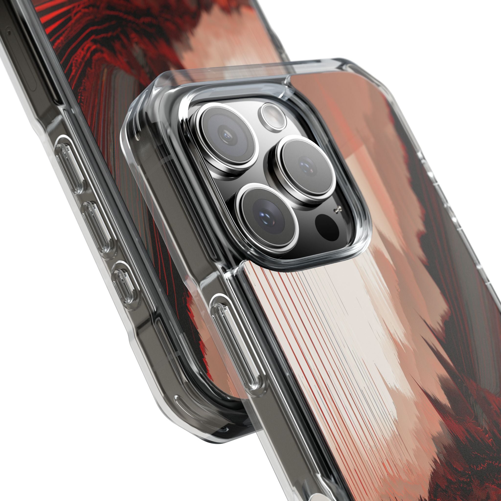 Red Impact MagSafe Phone Case for iPhone - Crimson Pulse Horizon
