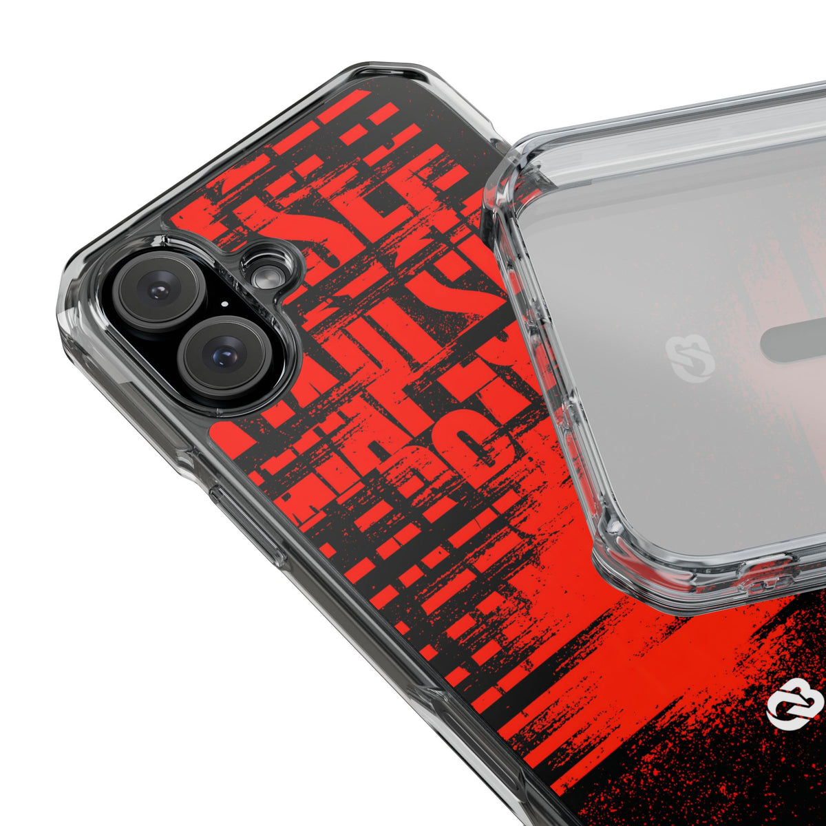 Crimson Redaction · Clear Impact Magnetic Phone Case for iPhone · Black