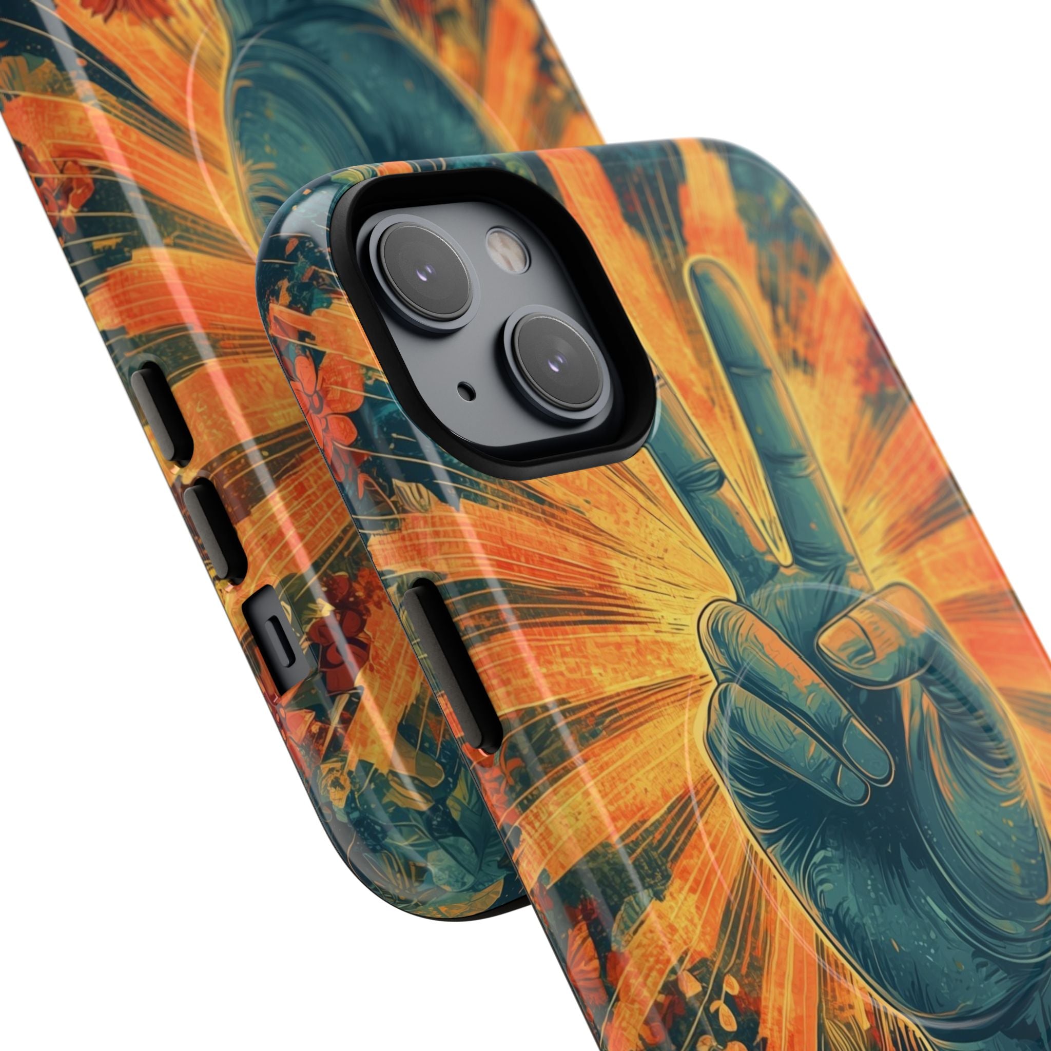 Fleur de paix radieuse · Coque de téléphone Tough+ pour iPhone · Magsafe