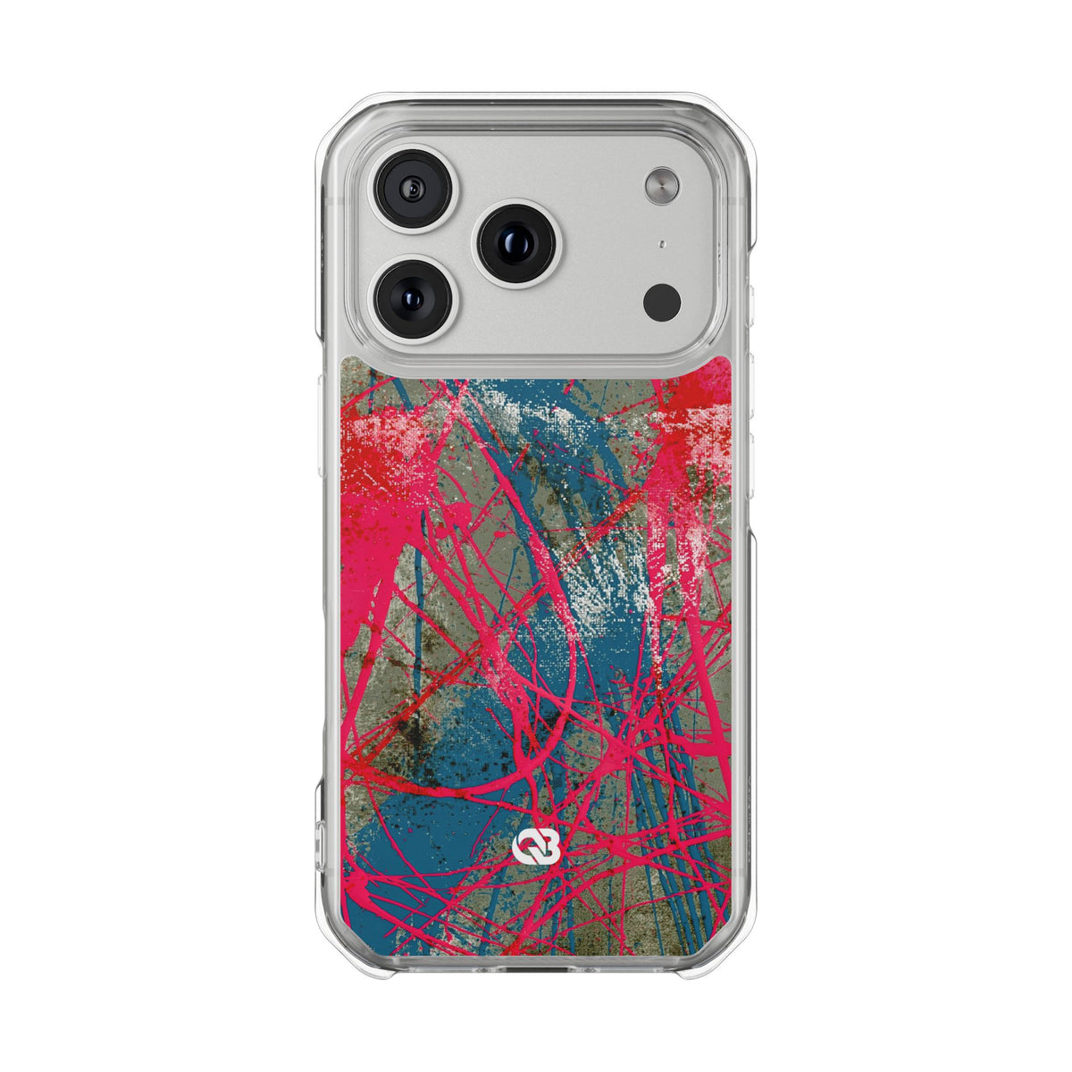 Neon Static Drip · Clear Impact Magnetic Phone Case for iPhone · Pink