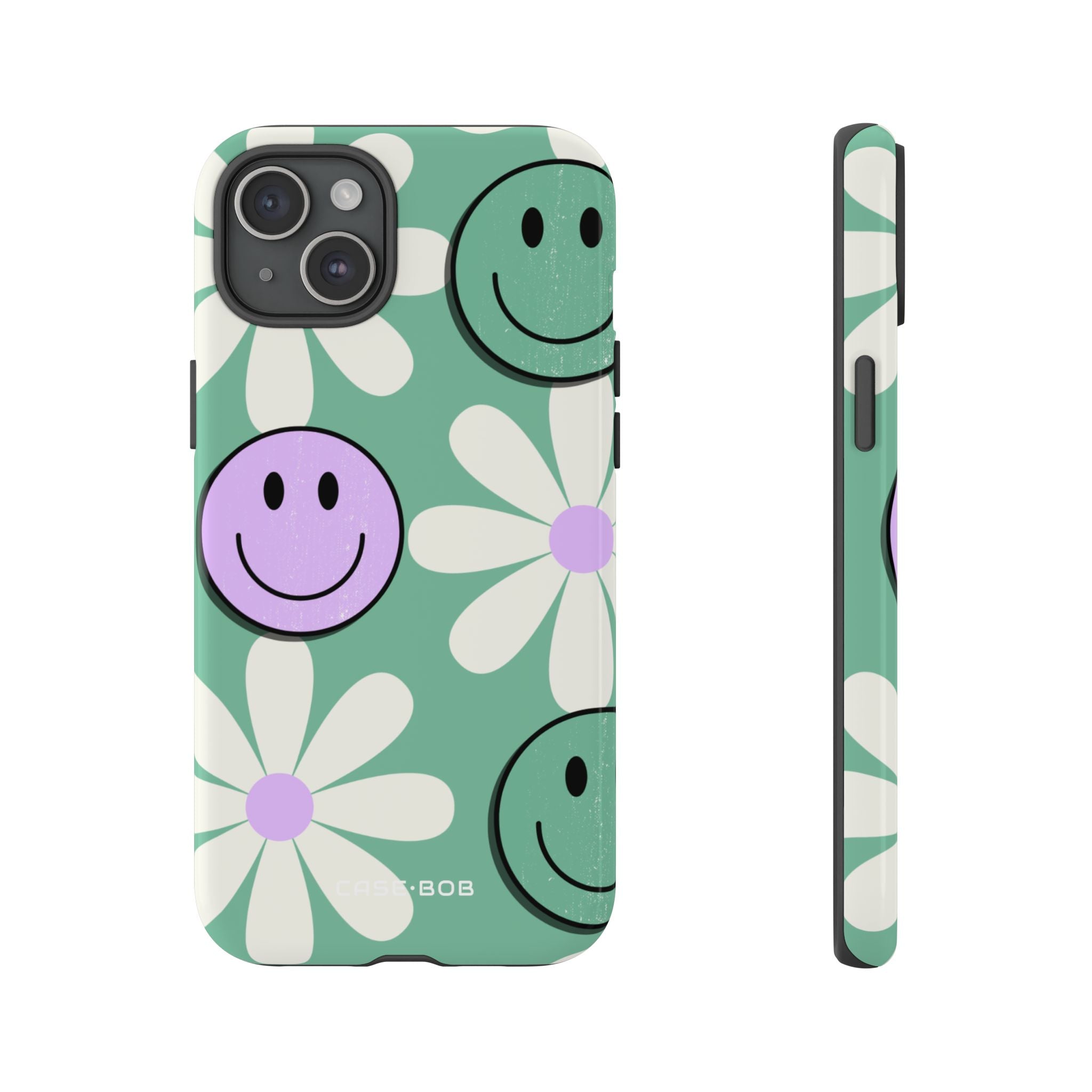 Smiley Daisy Glow iPhone 15 Plus Cover - Tough