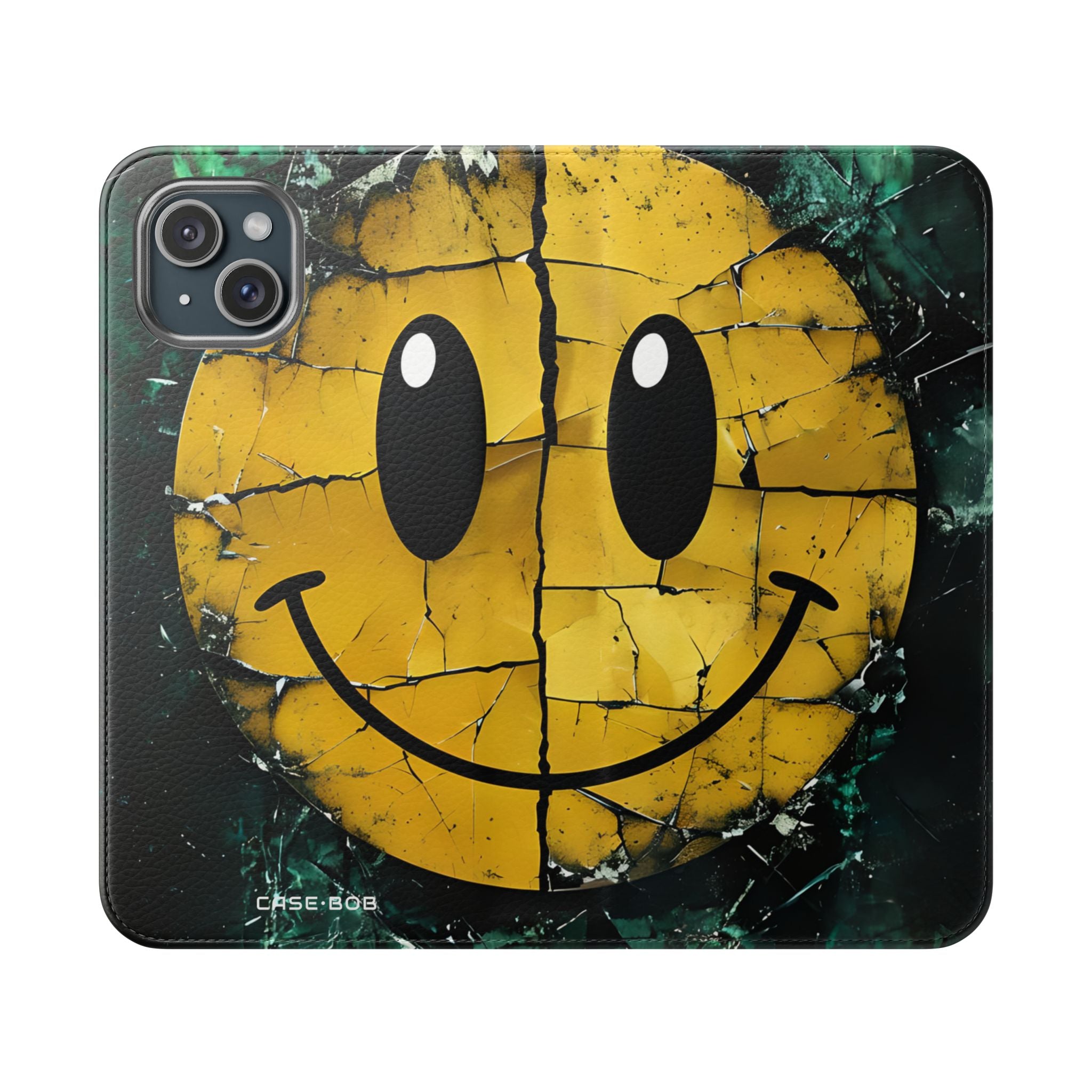 Cracked Smiley - iPhone 15 Plus Case - Wallet