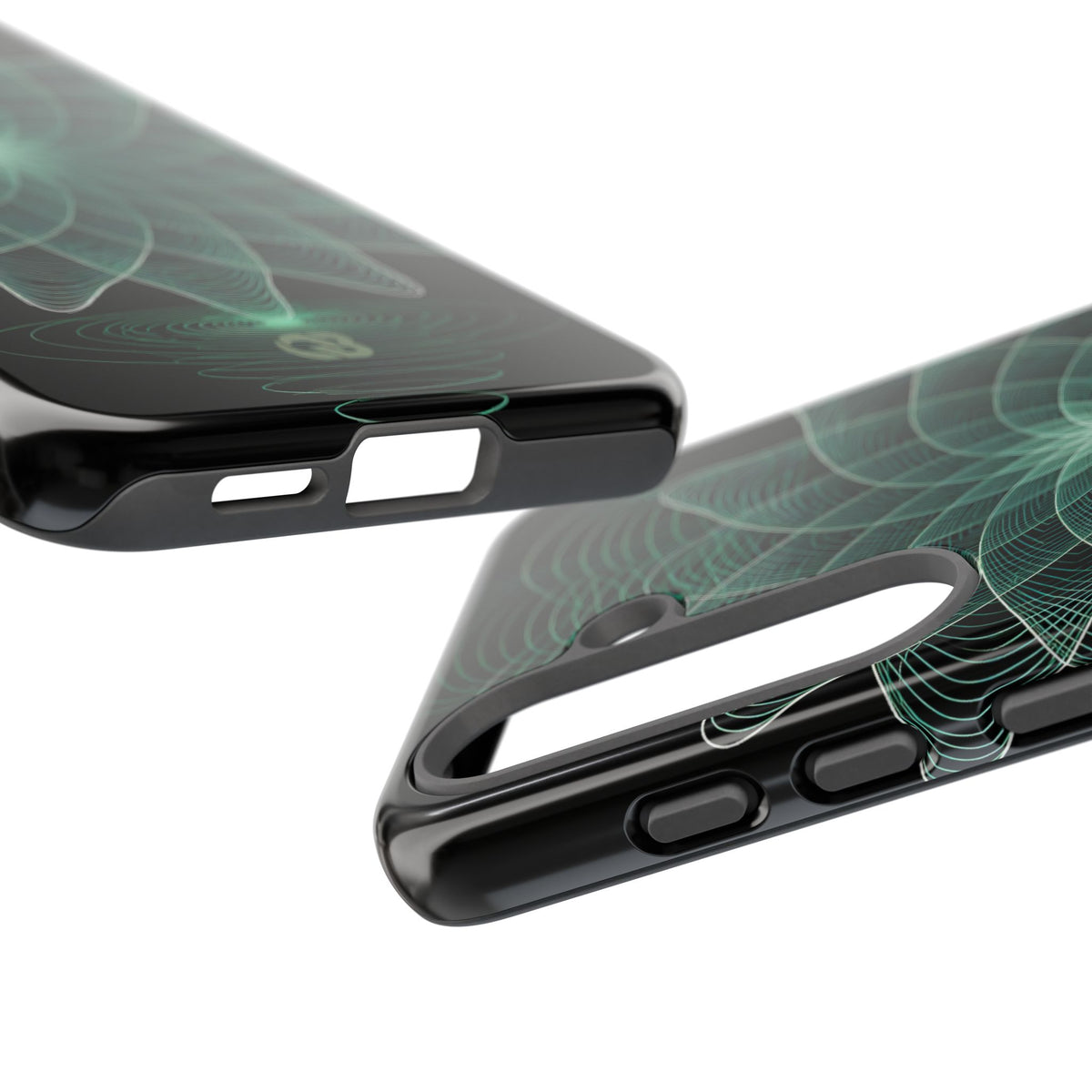 Green Tough Phone Case for Samsung - Cyan Signal Bloom