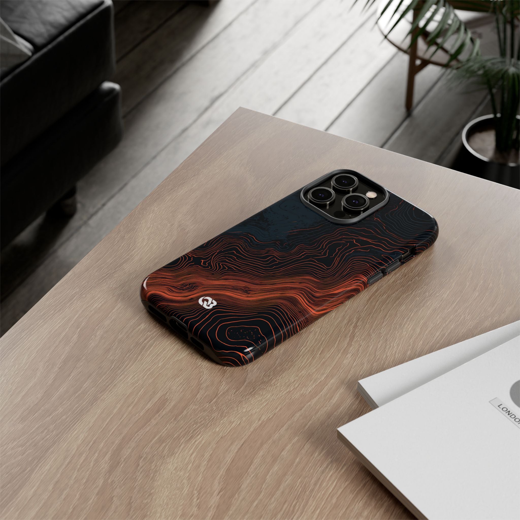 Black Tough Phone Case for iPhone - Volcanic Basalt Map