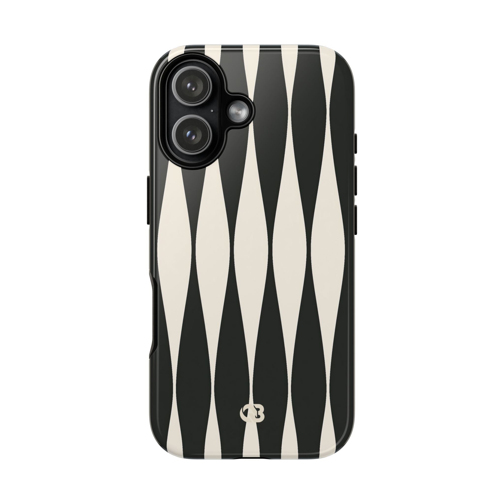 Black Tough Phone Case for iPhone - Ivory Spindle Grid