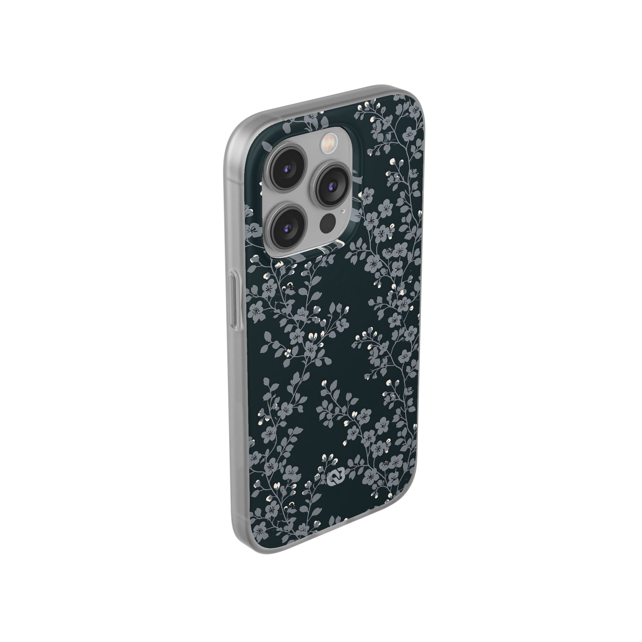 Black Lite Phone Case for iPhone - Midnight Slate Blossom