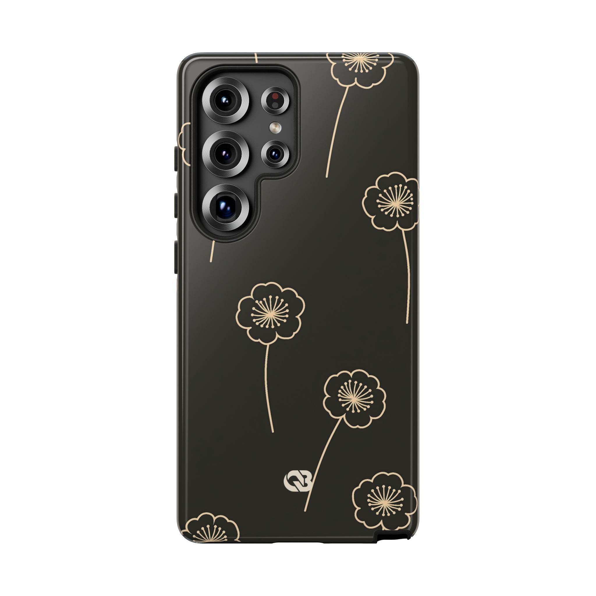 Black Tough Phone Case for Samsung - Obsidian Sand Petals
