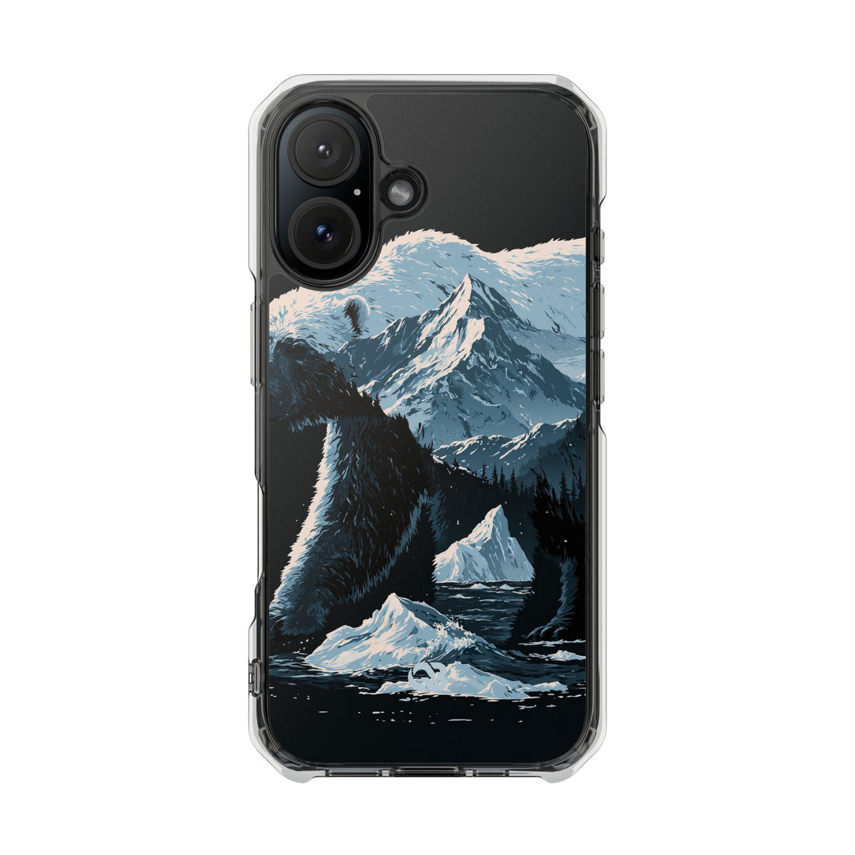 Nordic Arctic Bear · Clear Impact Magnetic Phone Case for iPhone · Black