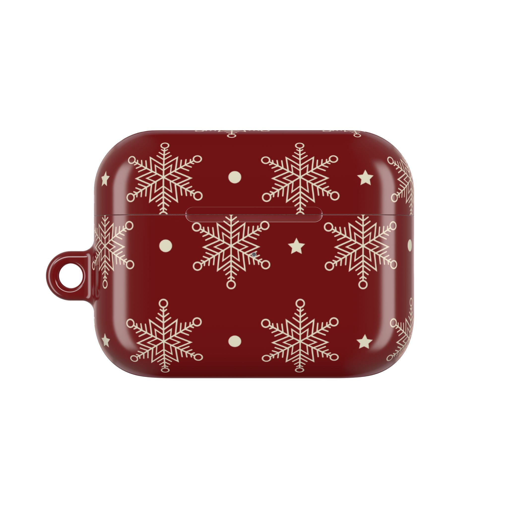 Cream Snowflakes Crimson - AirPods Case
