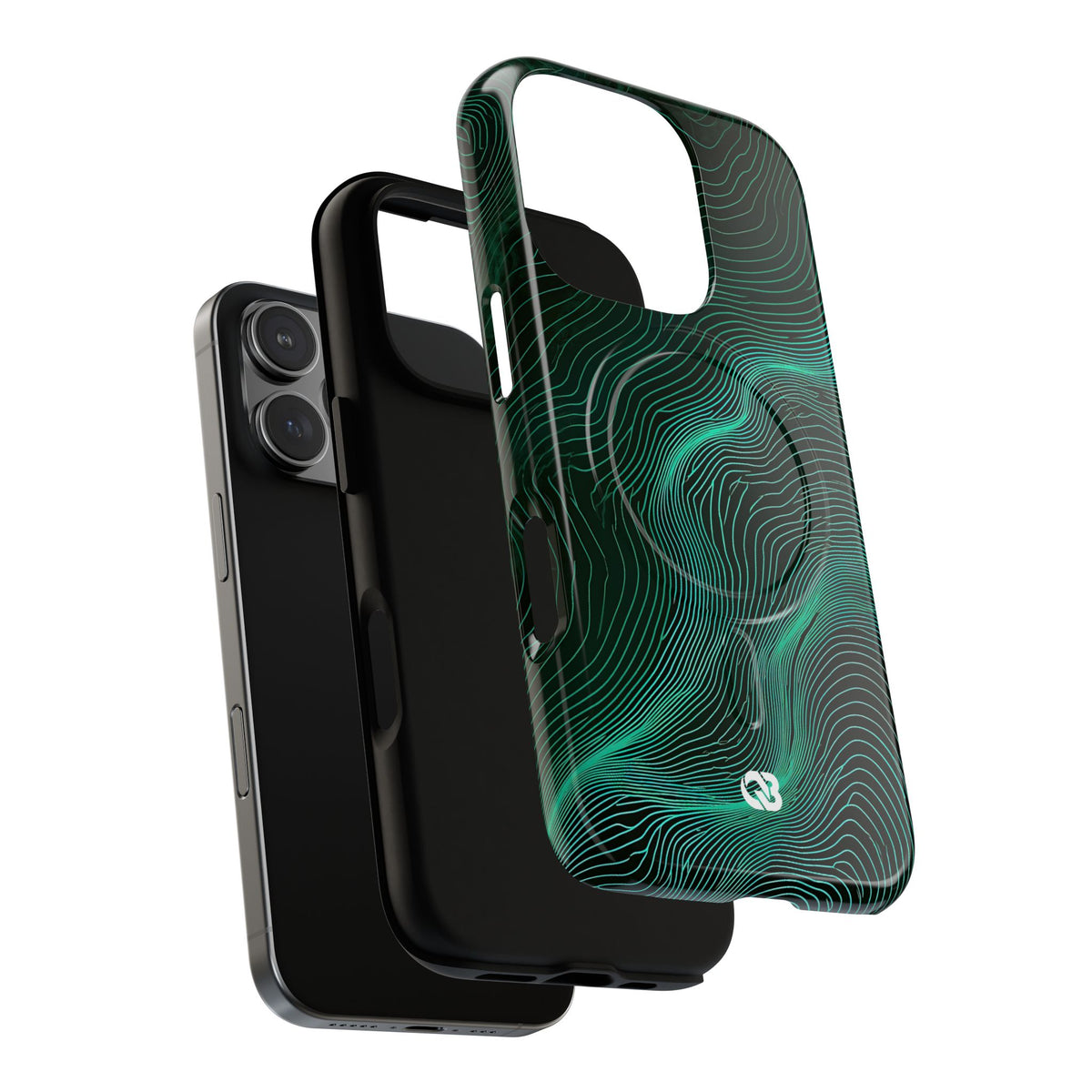 Teal Tough 2.0 Magsafe Phone Case for iPhone - Neon Jade Contour