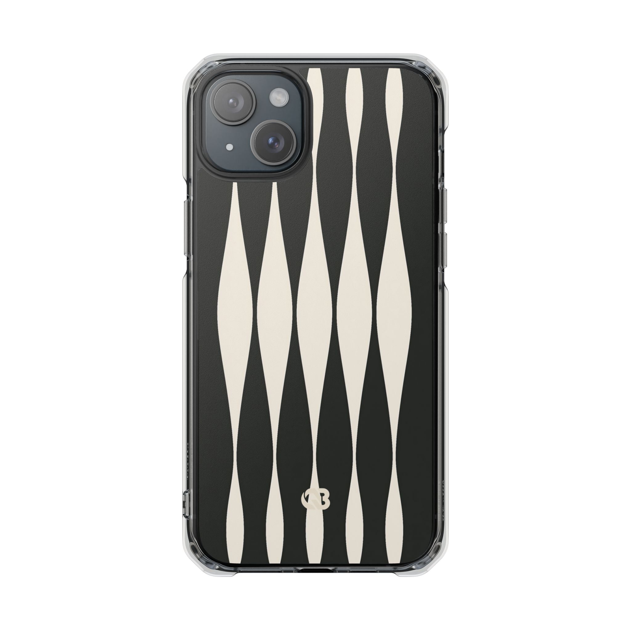 Black Impact MagSafe Phone Case for iPhone - Ivory Spindle Grid