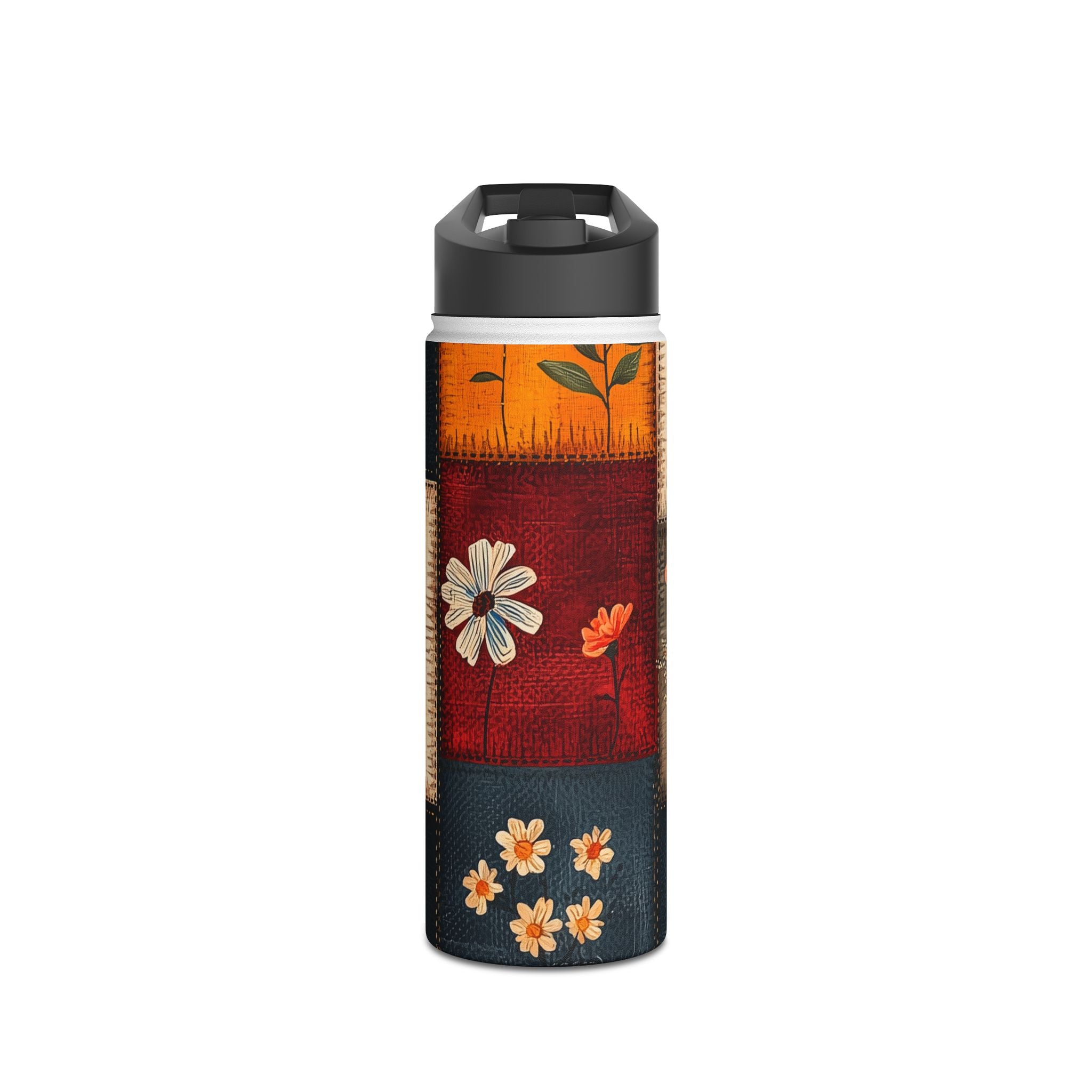 Patchwork Blooms - Stainless Steel Water Bottle