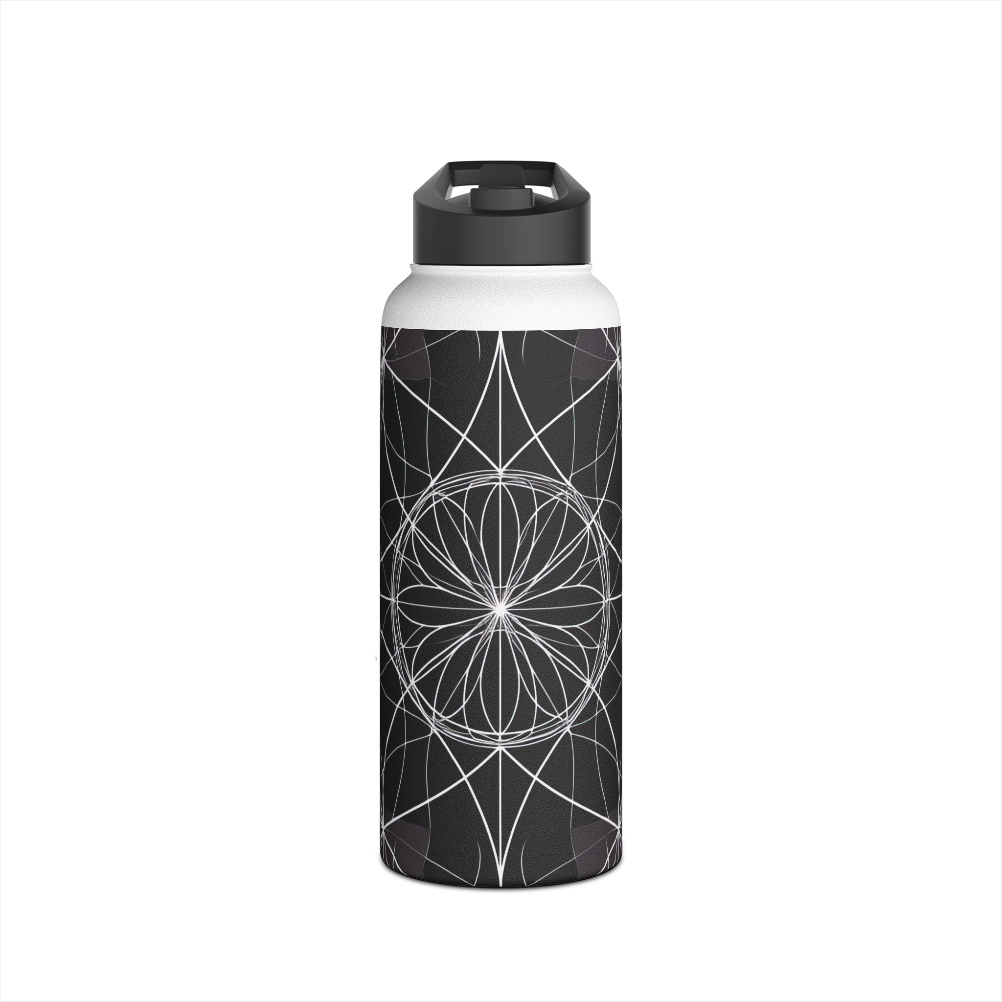 White Mandala Radiance - Stainless Steel Water Bottle