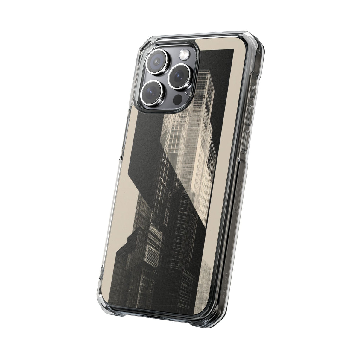 Beige Impact MagSafe Phone Case for iPhone - Monolith Urban Grid
