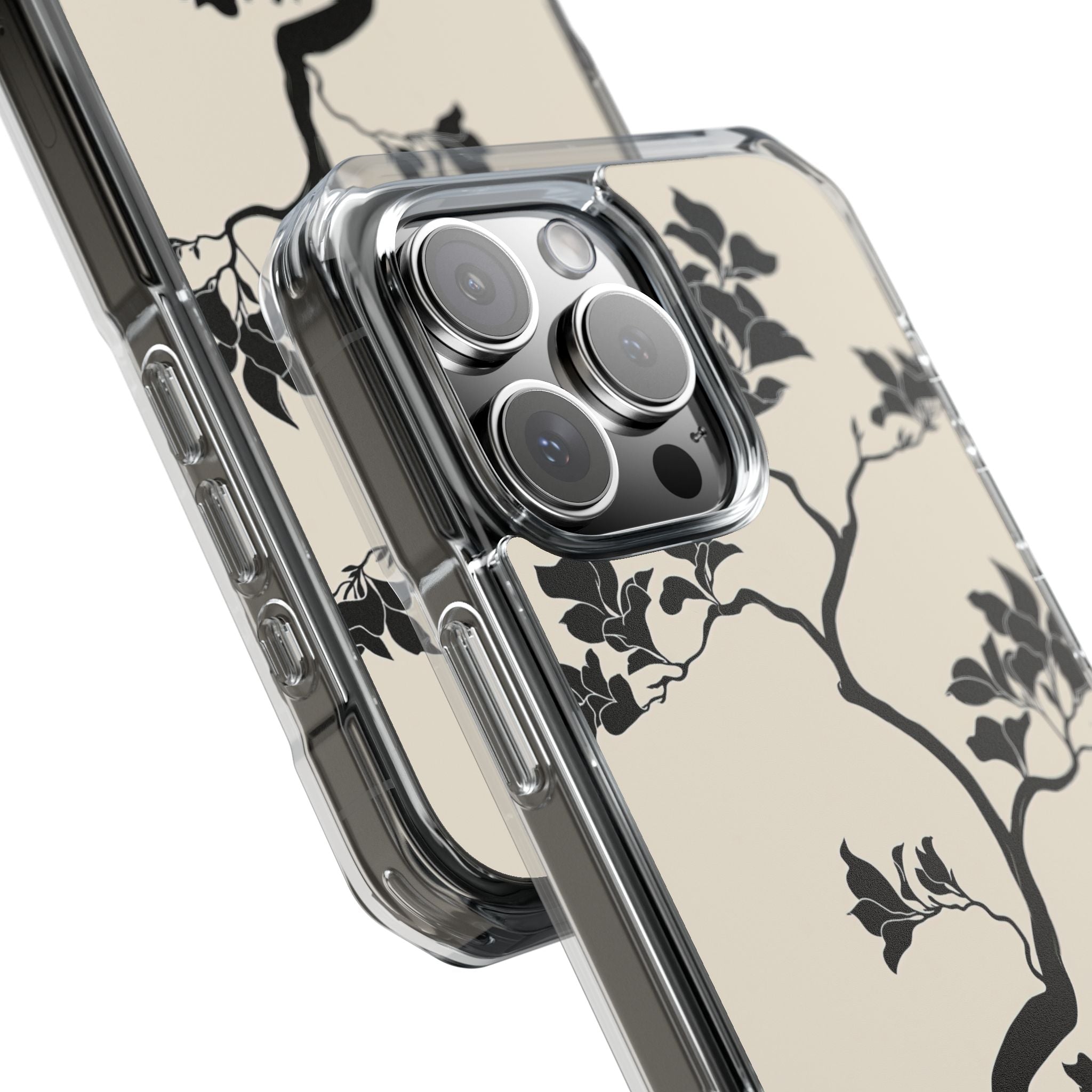 Beige Impact MagSafe Phone Case for iPhone - Obsidian Bonsai Silhouette