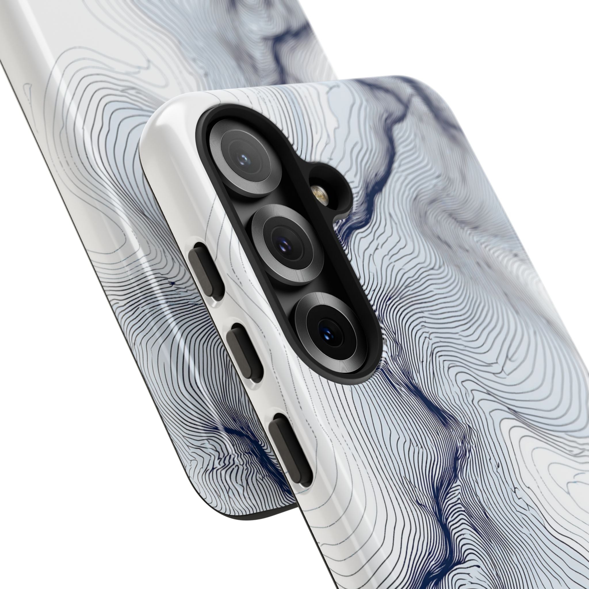 White Tough Phone Case for Samsung - Nordic Ridge Topo