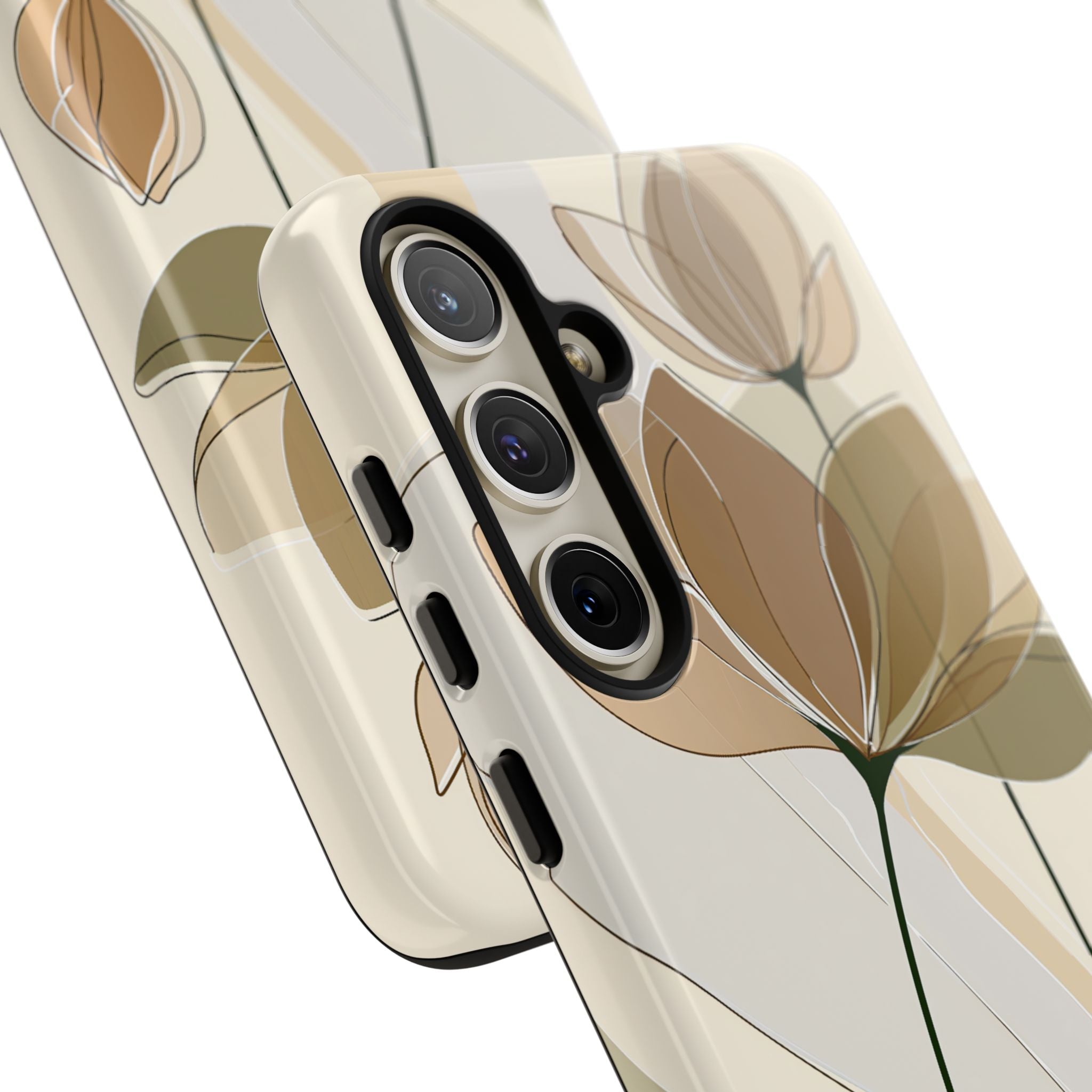 Beige Tough Phone Case for Samsung - Muted Ochre Petals