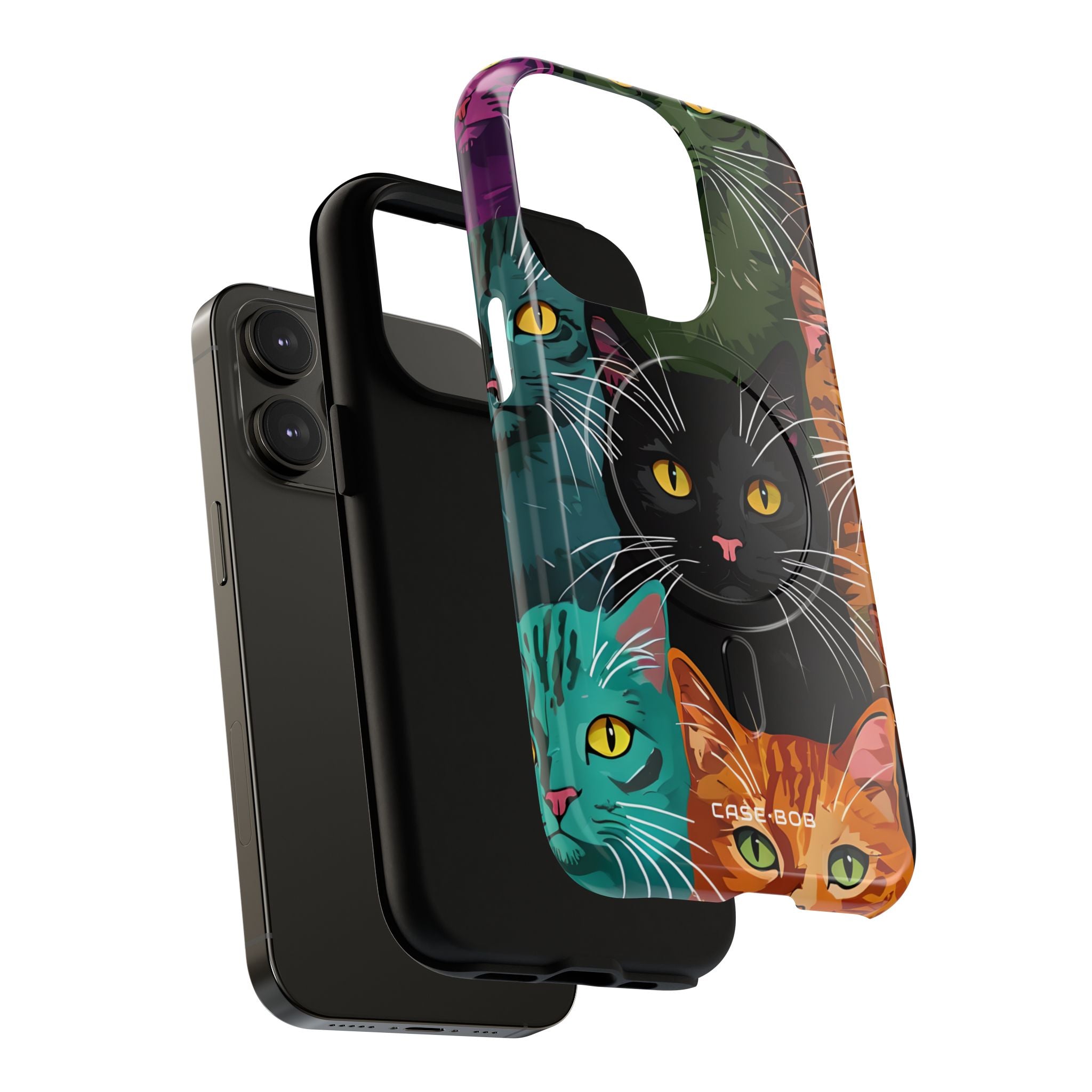 Teal Cat Grid iPhone 14 Pro Case - Tough+