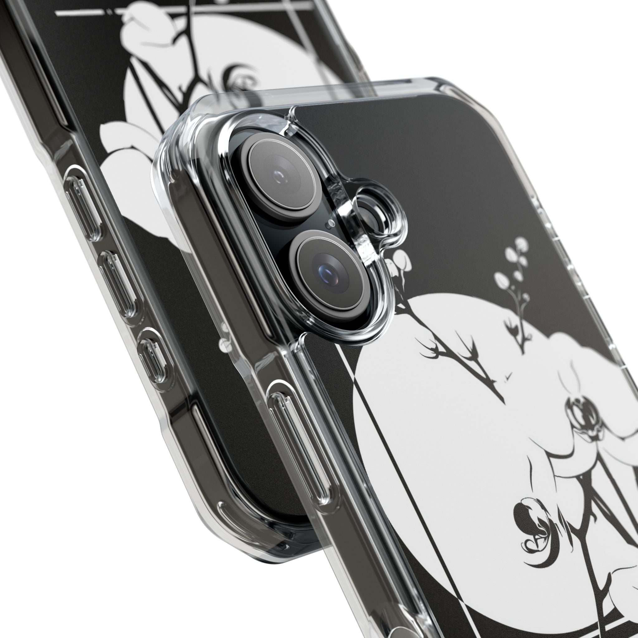 Black Impact MagSafe Phone Case for iPhone - Lunar Orchid Grid
