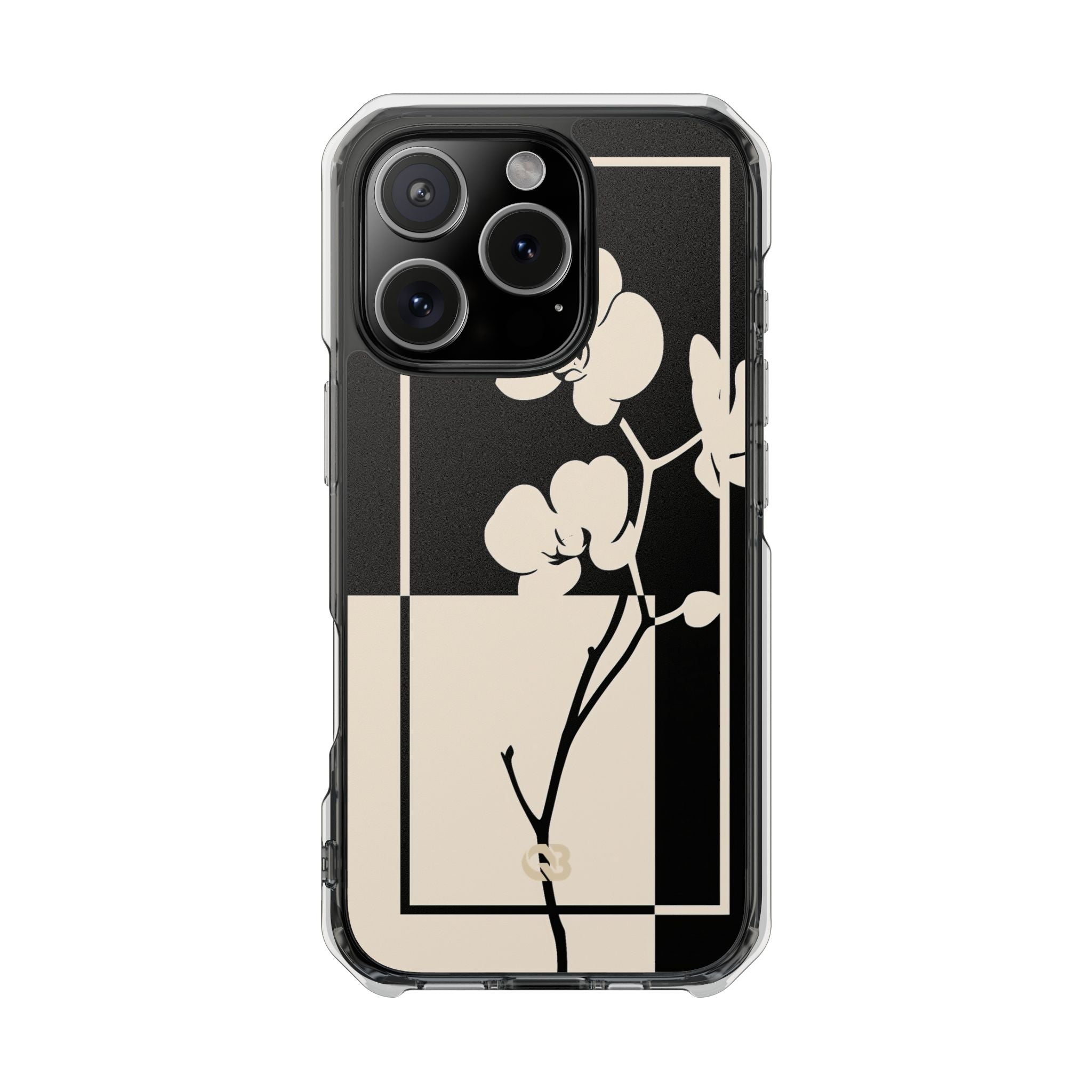 Beige Impact MagSafe Phone Case for iPhone - Nocturnal Orchid Frame