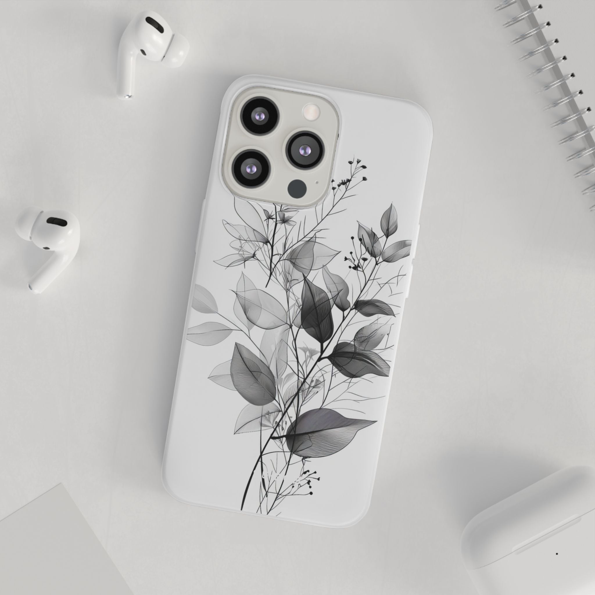 Veined Leaves Gray iPhone 13 Pro - Soft