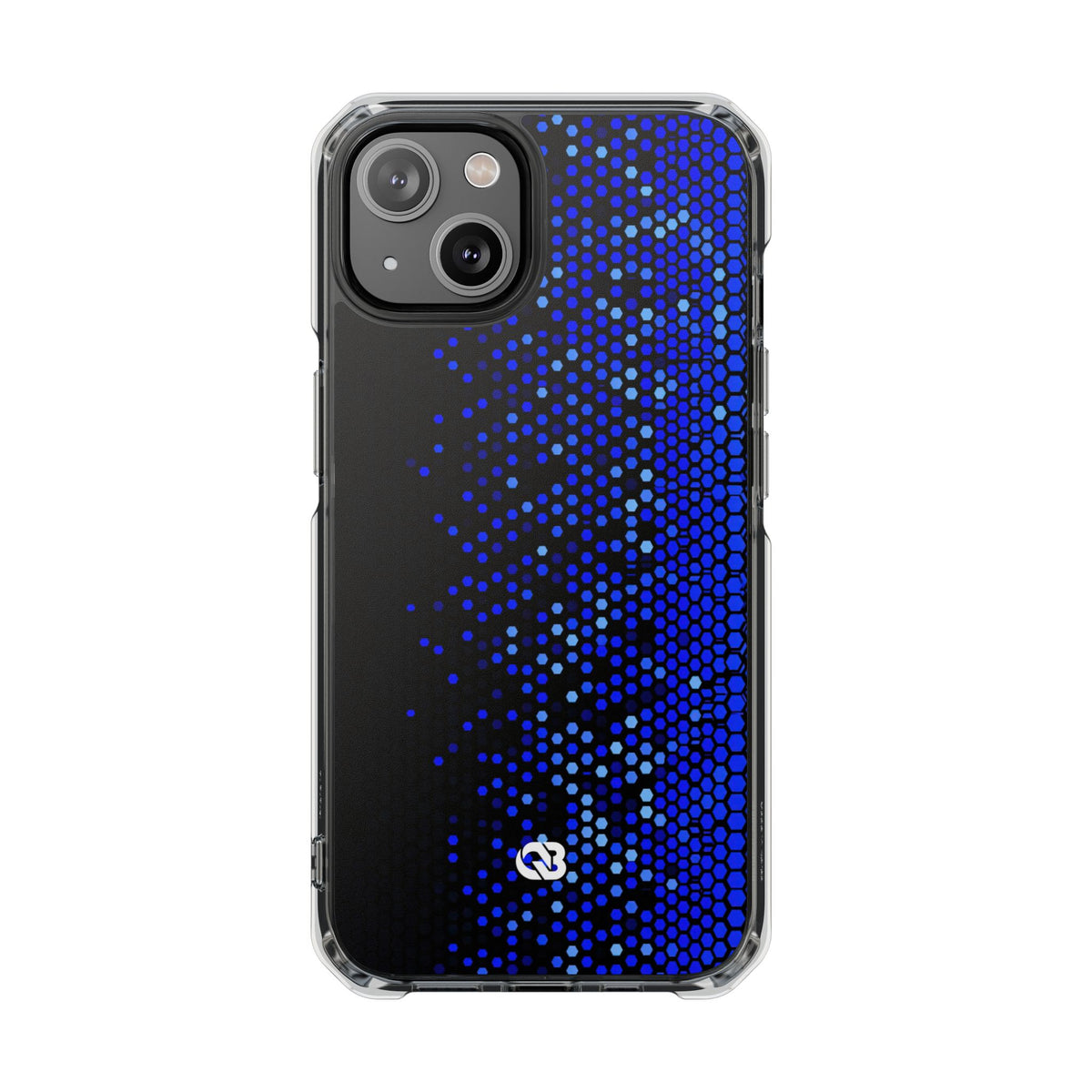 Cobalt Hex Dispersion · Clear Impact Magnetic Phone Case for iPhone · Blue