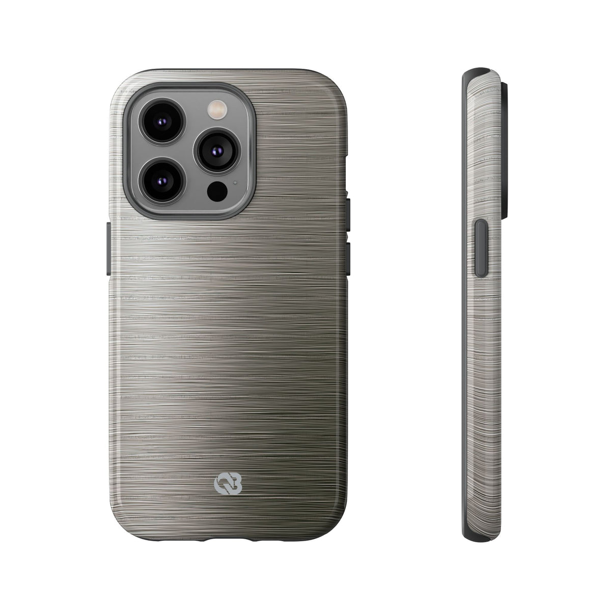 Grey Tough Phone Case for iPhone - Brushed Industrial Steel