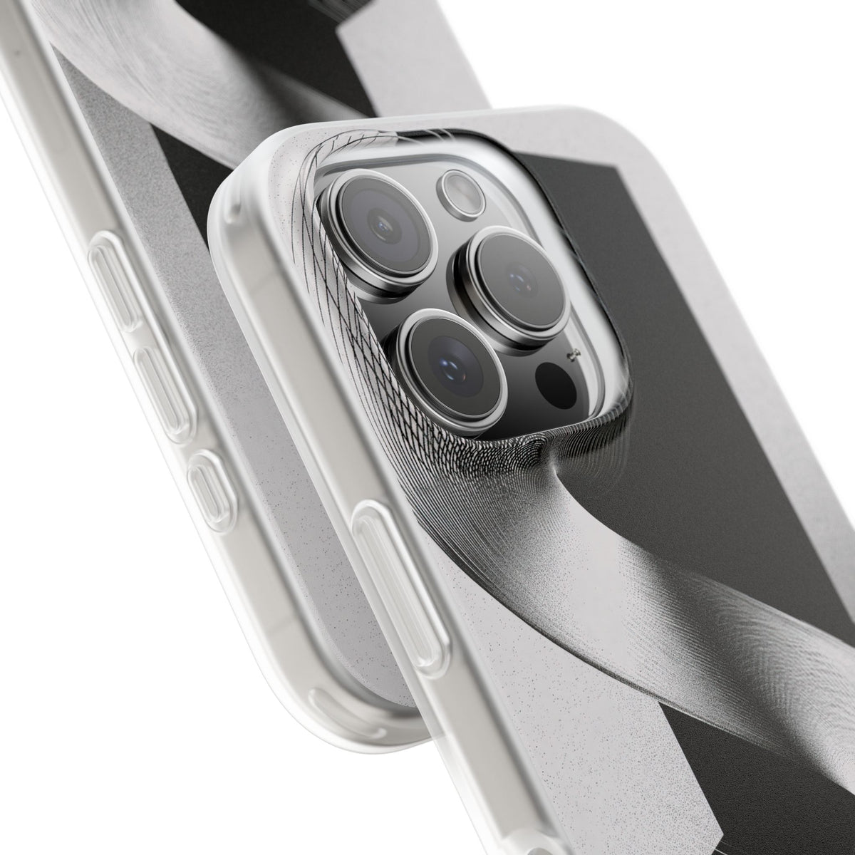 Grey Lite Phone Case for iPhone - Obsidian Moiré Wave