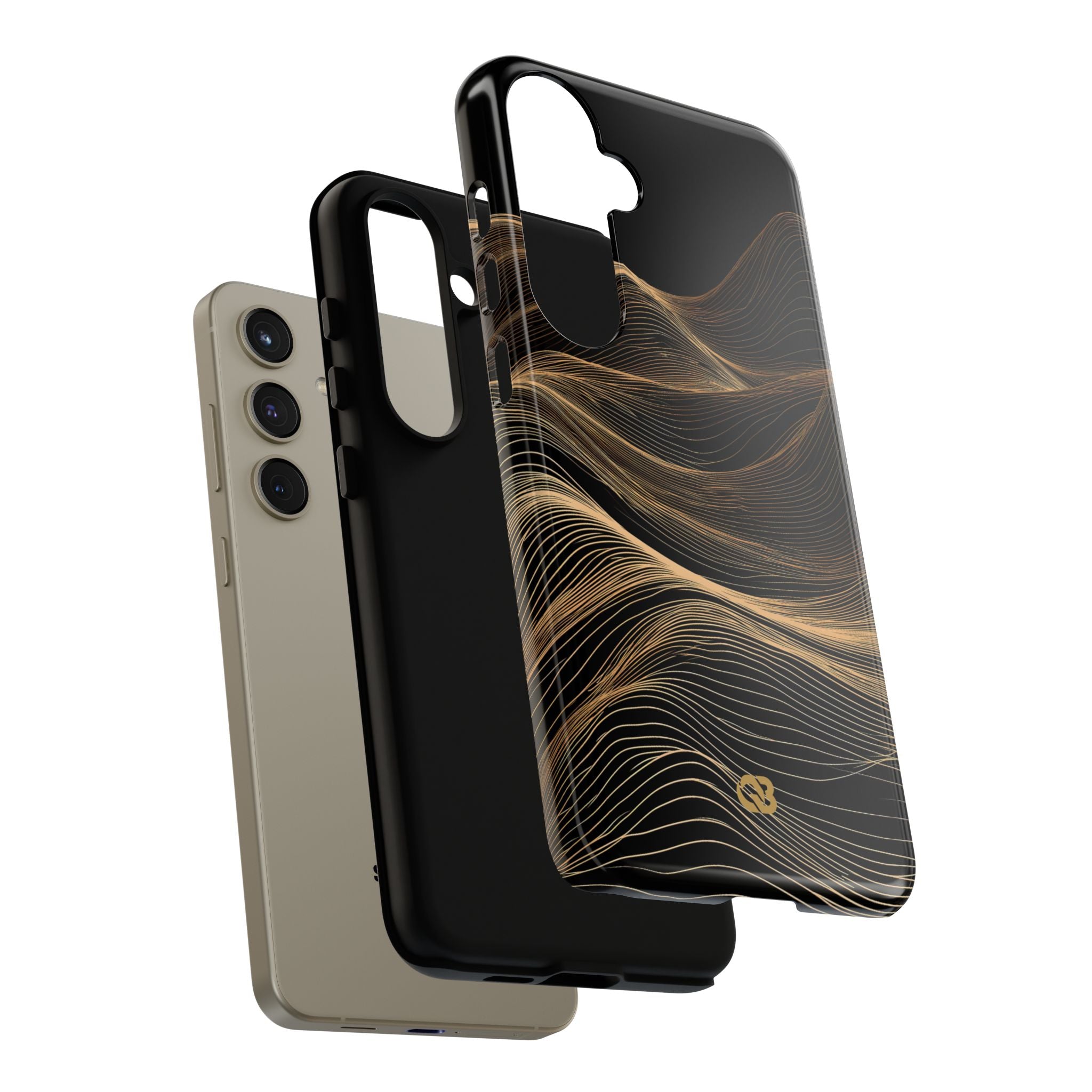Black Tough Phone Case for Samsung - Copper Topo Ridge