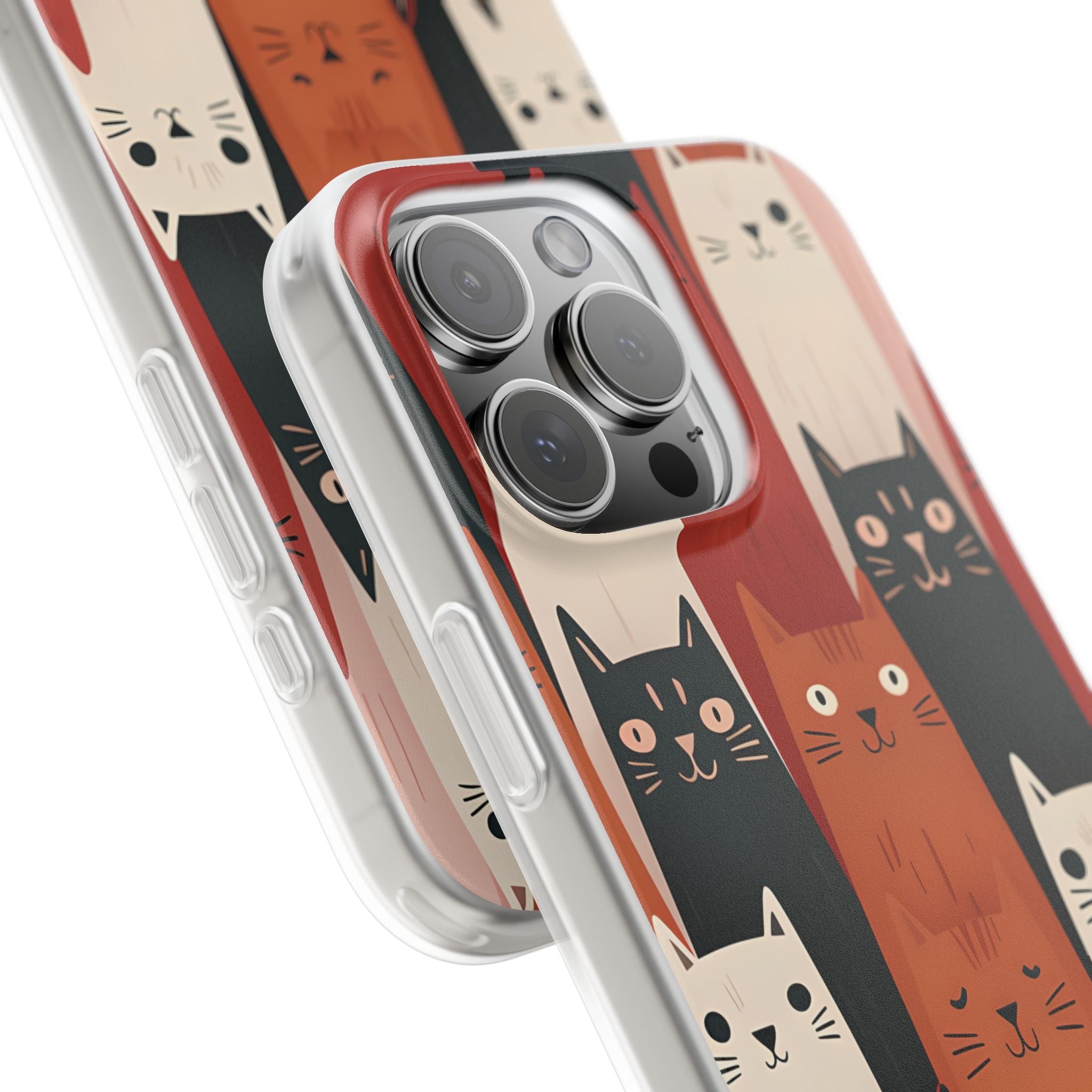 Elongated Cats Zwart iPhone 16 Pro Max Case - Soft