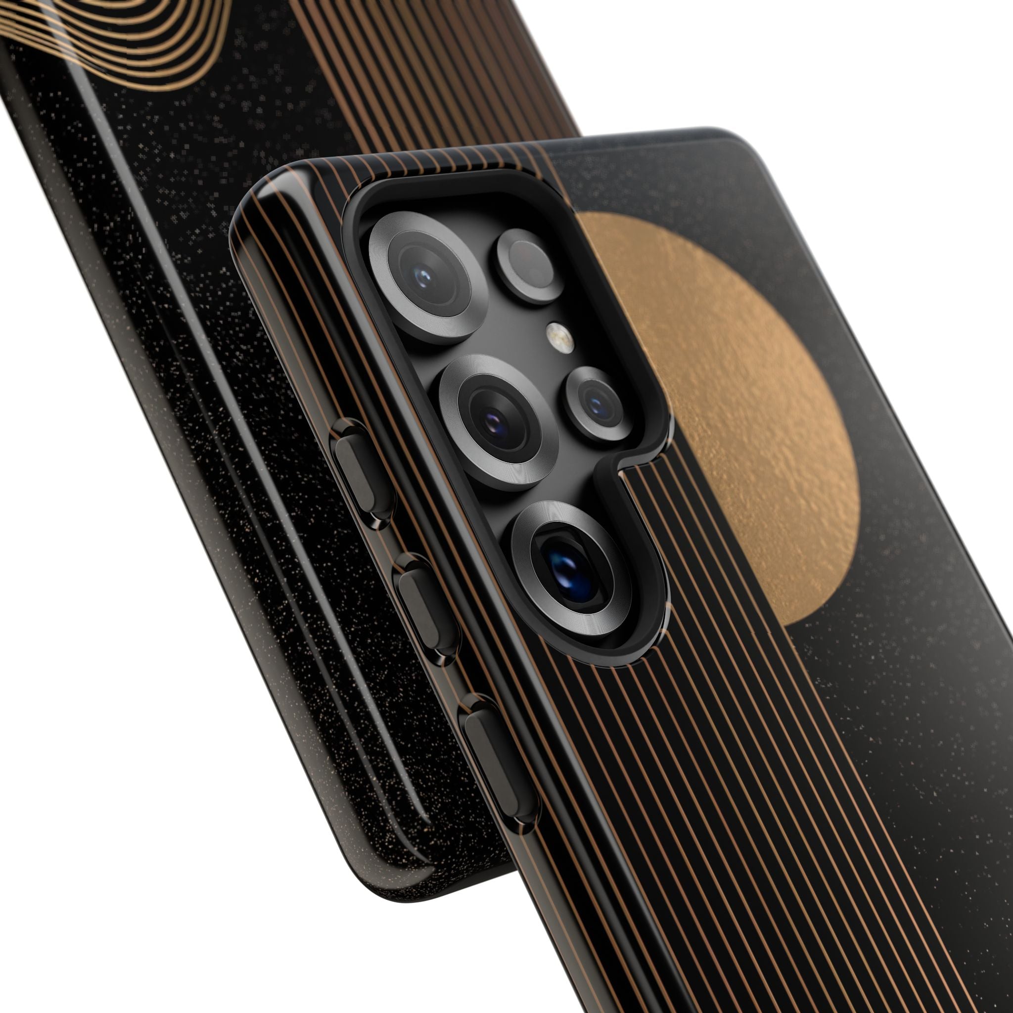 Gold Tough Phone Case for Samsung - Gilded Obsidian Dunes