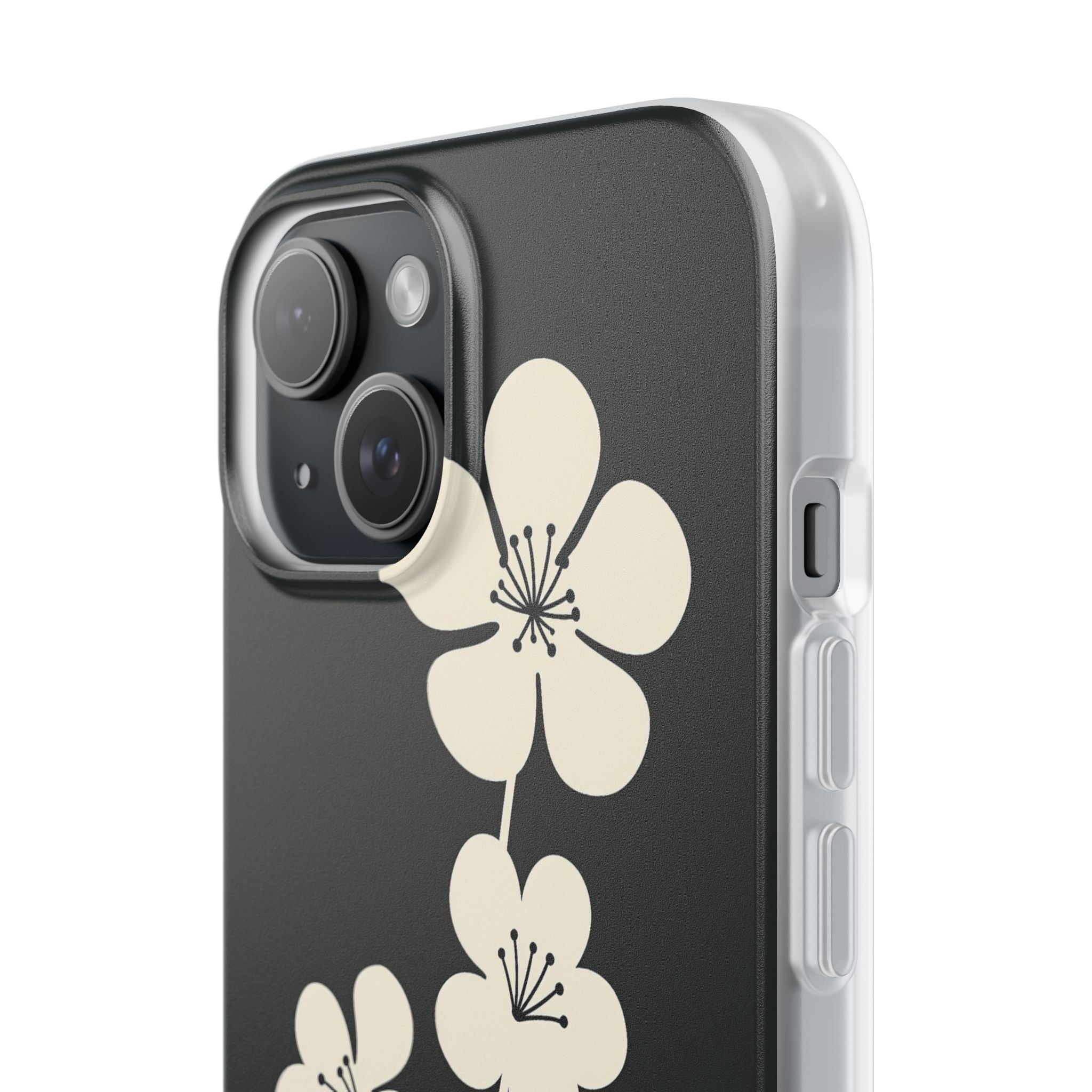 Black Lite Phone Case for iPhone - Obsidian Cream Bloom