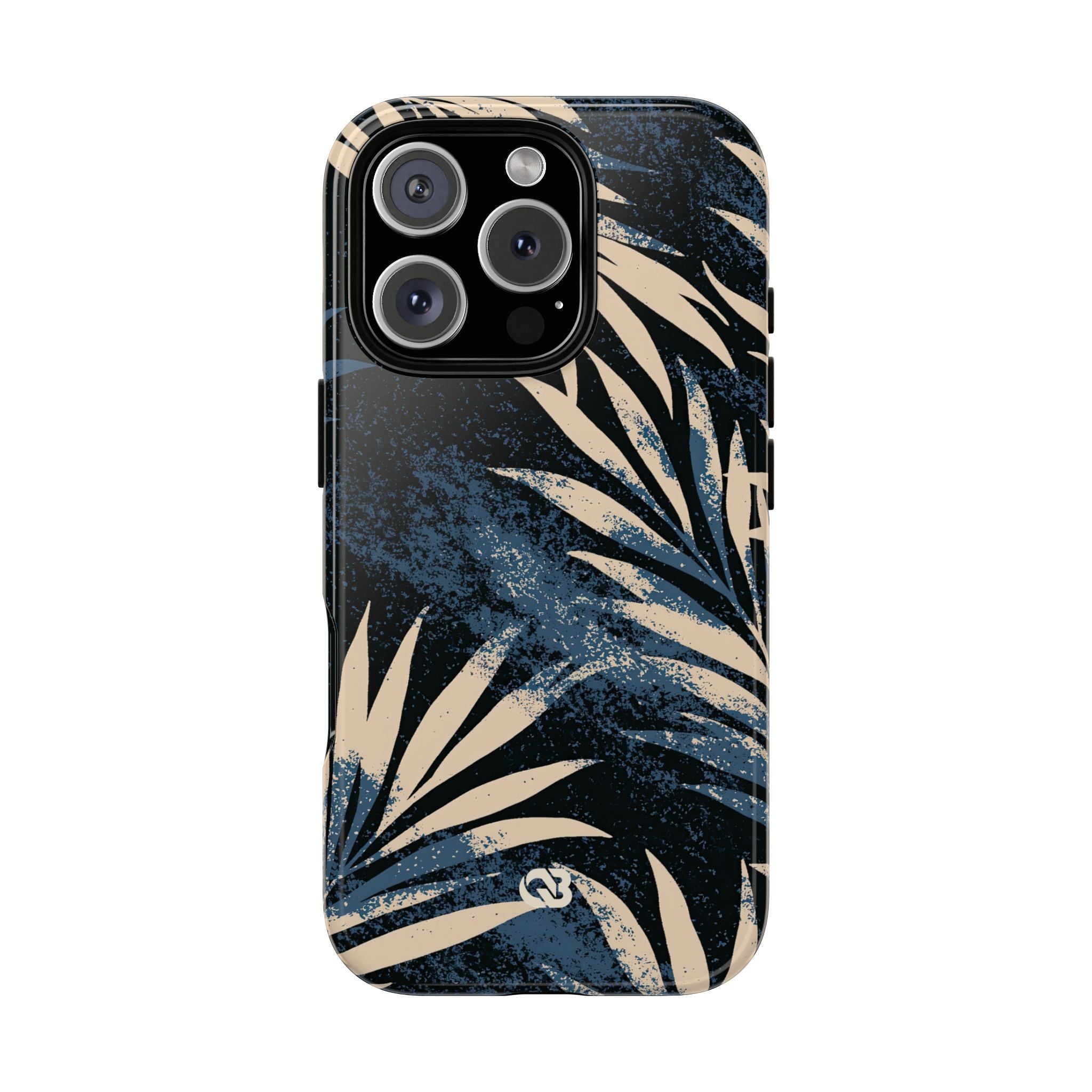 Blue Tough Phone Case for iPhone - Midnight Indigo Palm