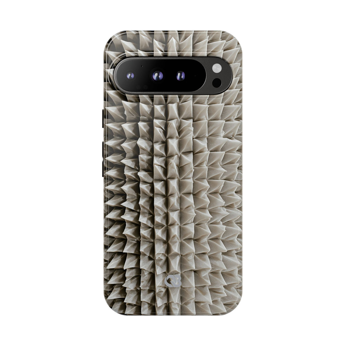 Beige Tough Phone Case for Google Pixel - Bone Spiked Grid