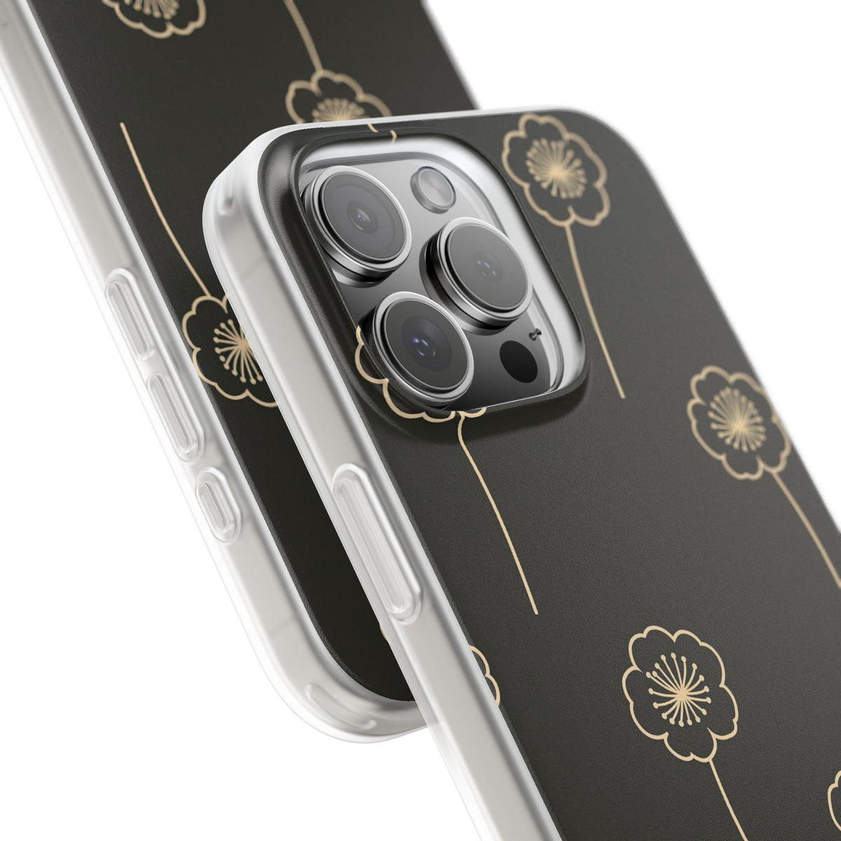Black Lite Phone Case for iPhone - Obsidian Sand Petals