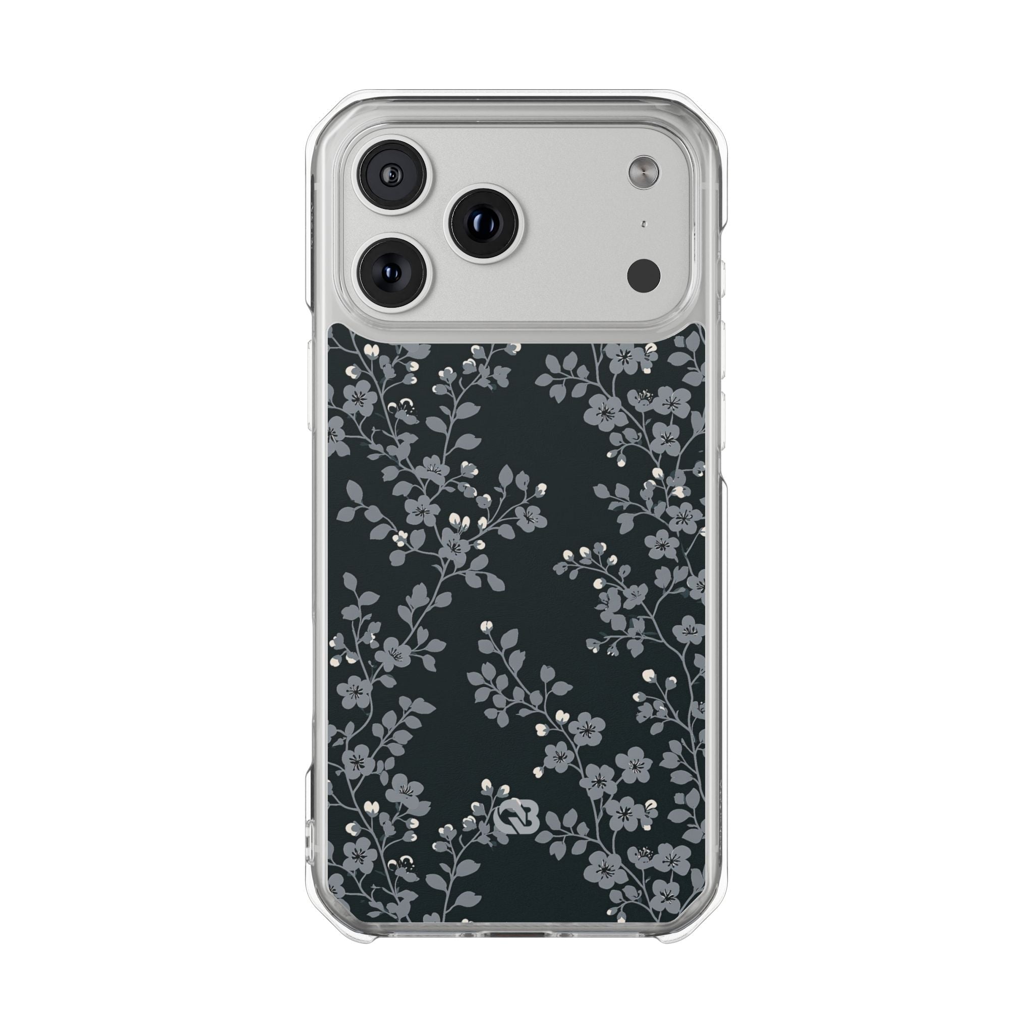 Black Impact MagSafe Phone Case for iPhone - Midnight Slate Blossom