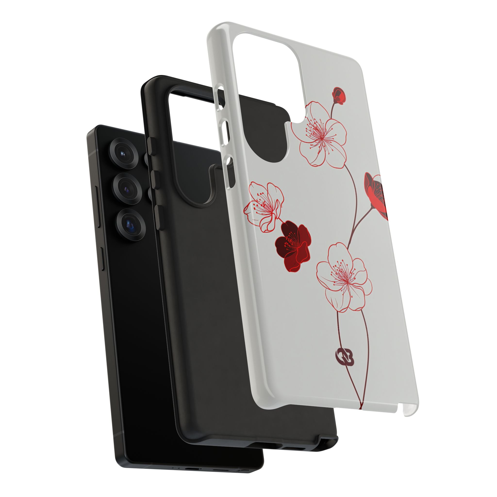 Red Tough Phone Case for Samsung - Kyoto Ember Bloom