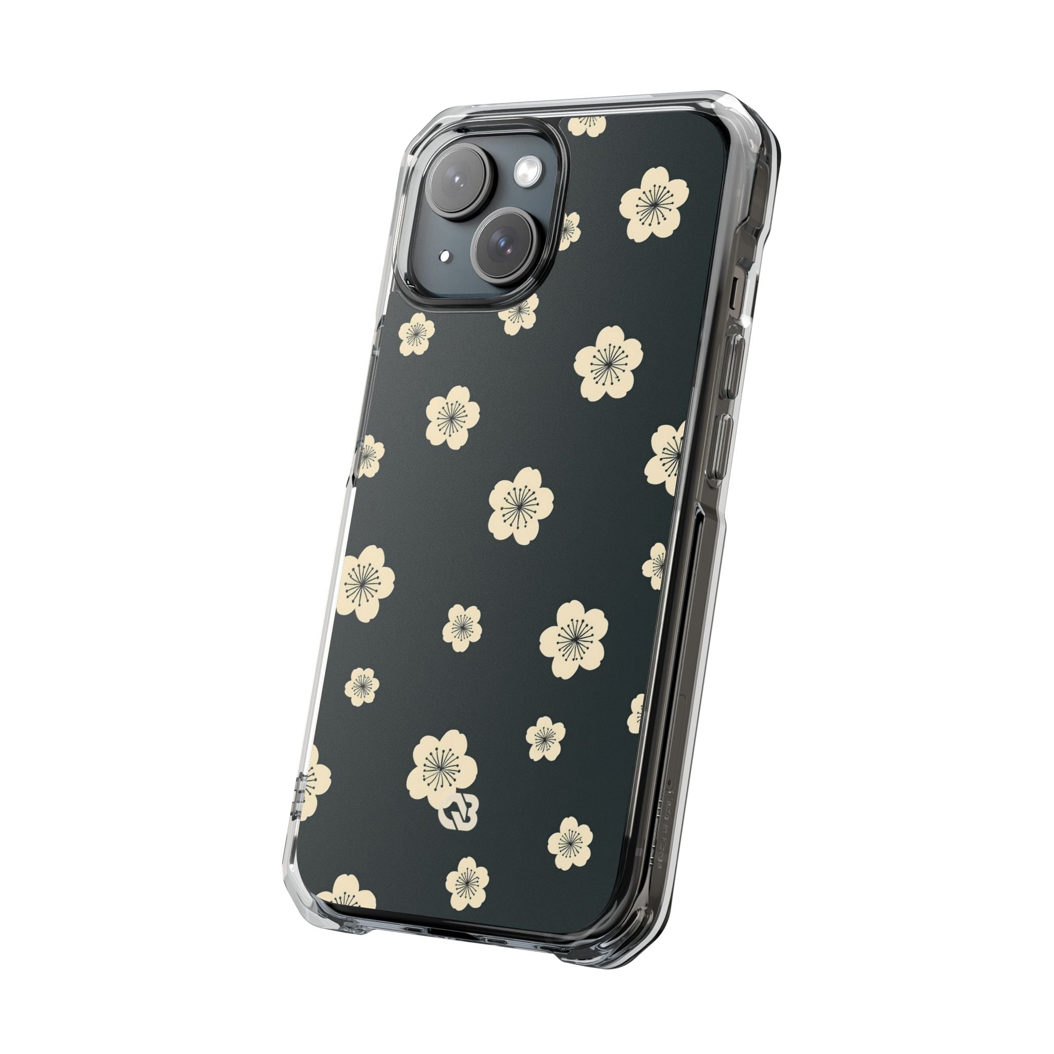Teal Impact MagSafe Phone Case for iPhone - Obsidian Cream Petals