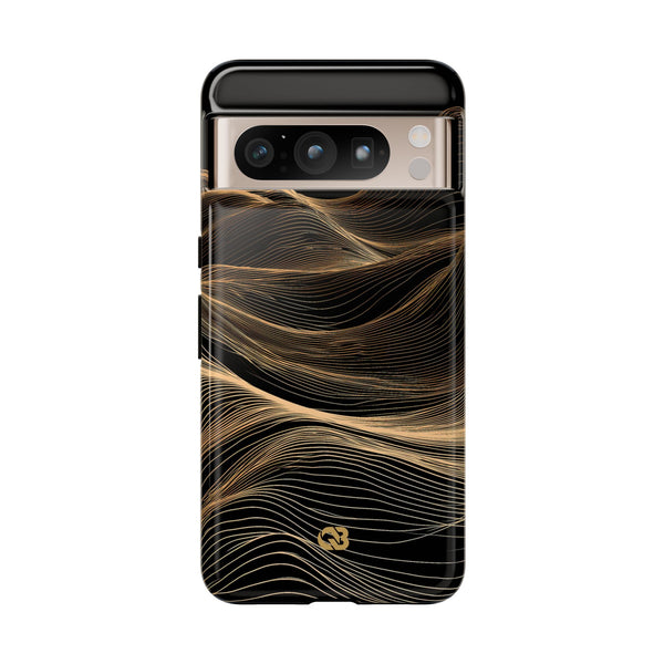 Golden Horizon Contours · Tough Phone Case for Pixel · Black