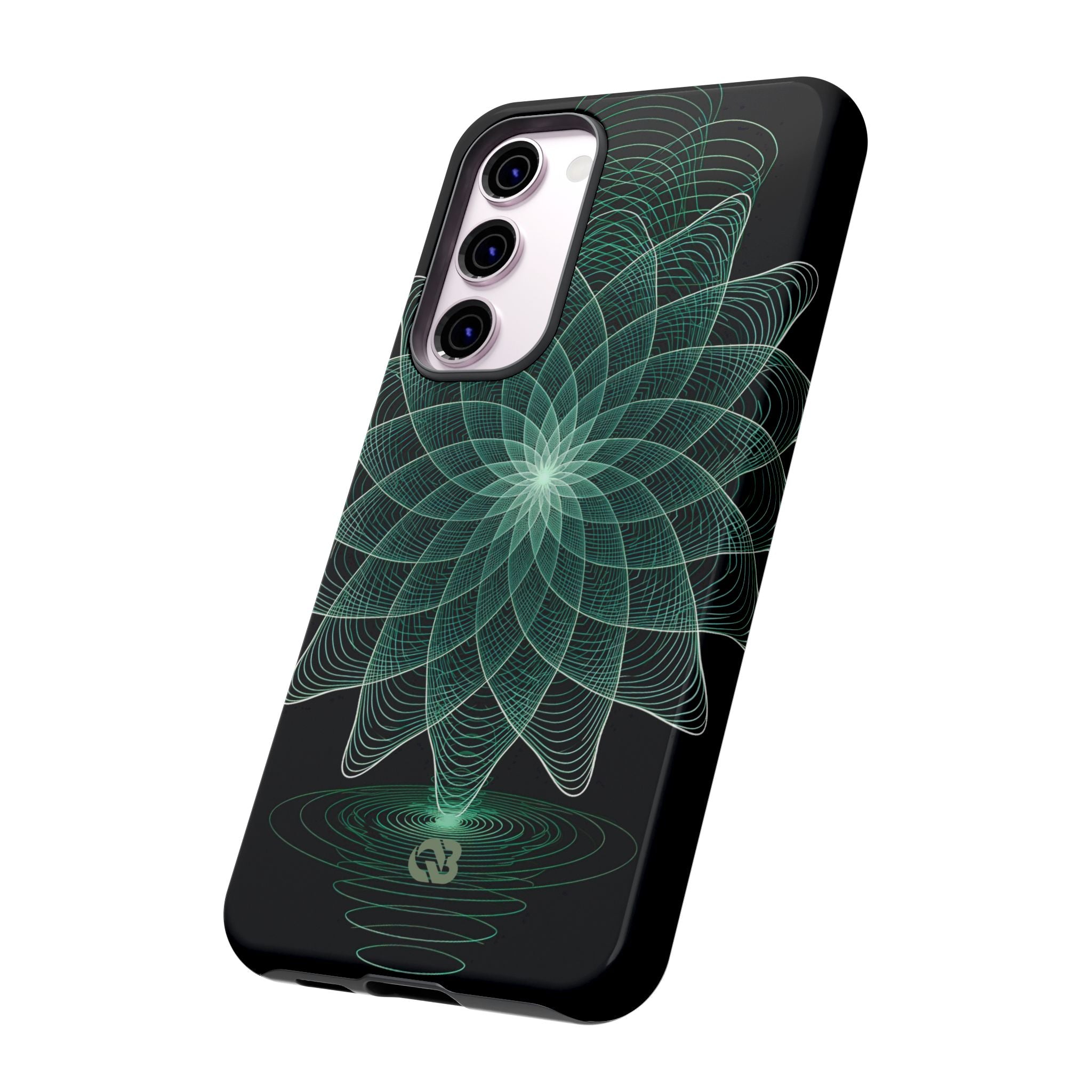Green Tough Phone Case for Samsung - Cyan Signal Bloom