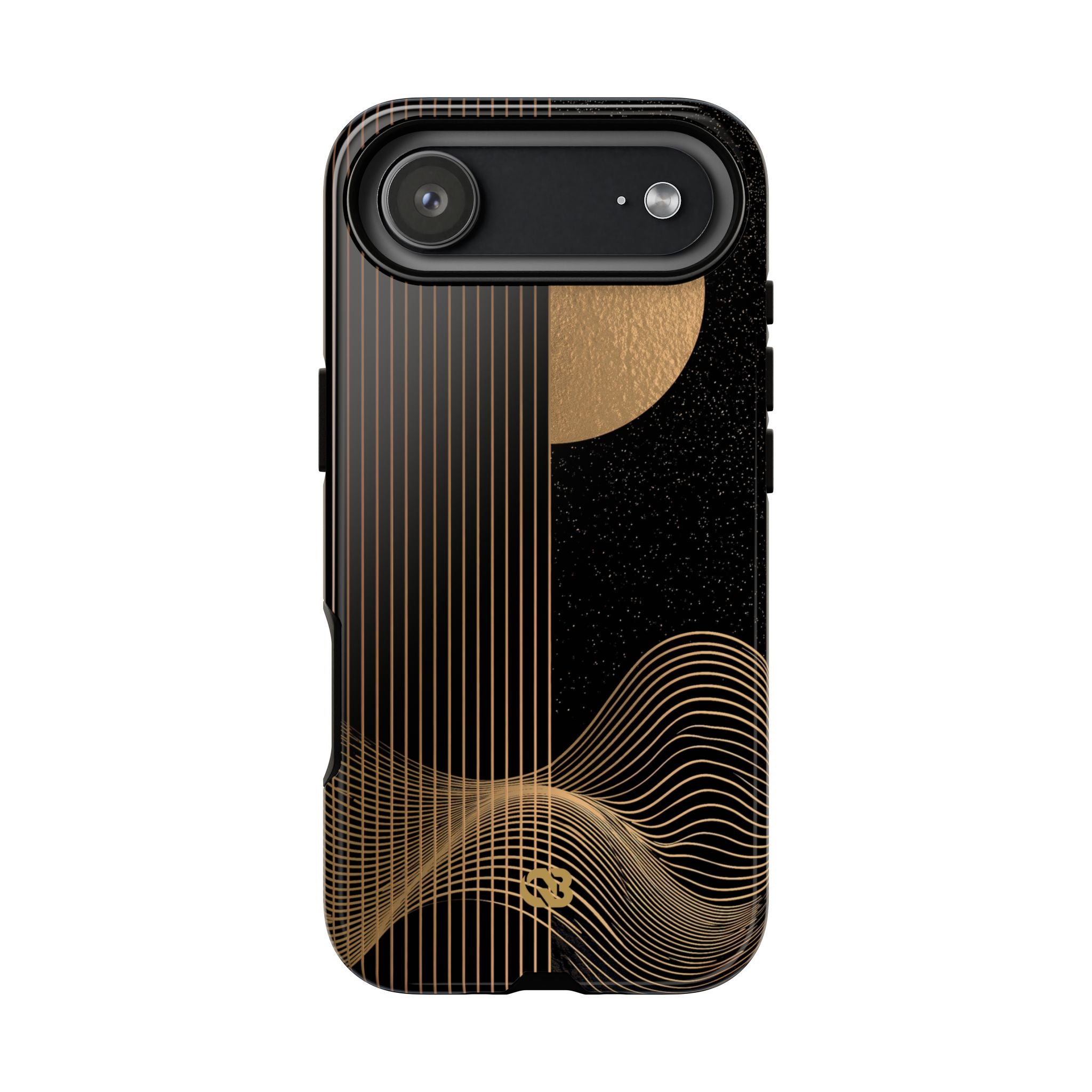 Gold Tough Phone Case for iPhone - Gilded Obsidian Dunes