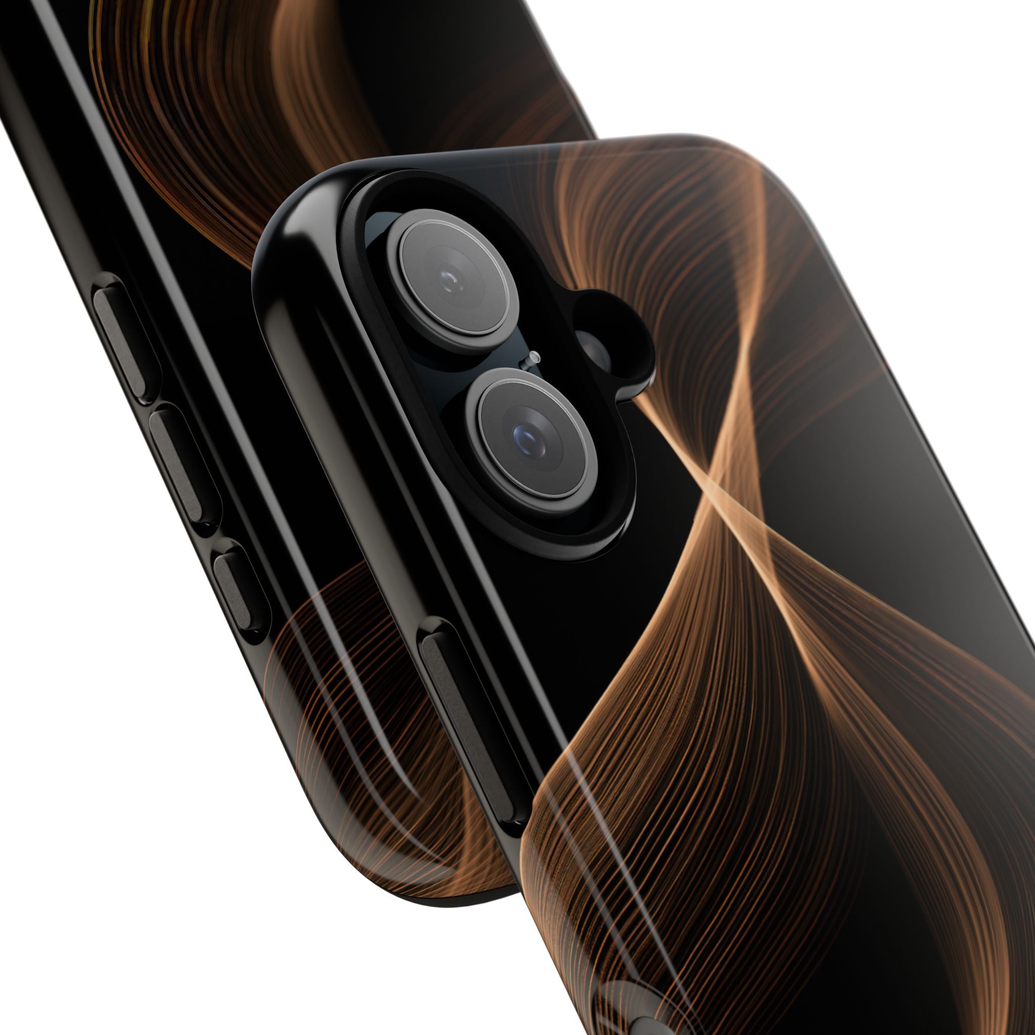Brown Tough Phone Case for iPhone - Copper Silk Wave