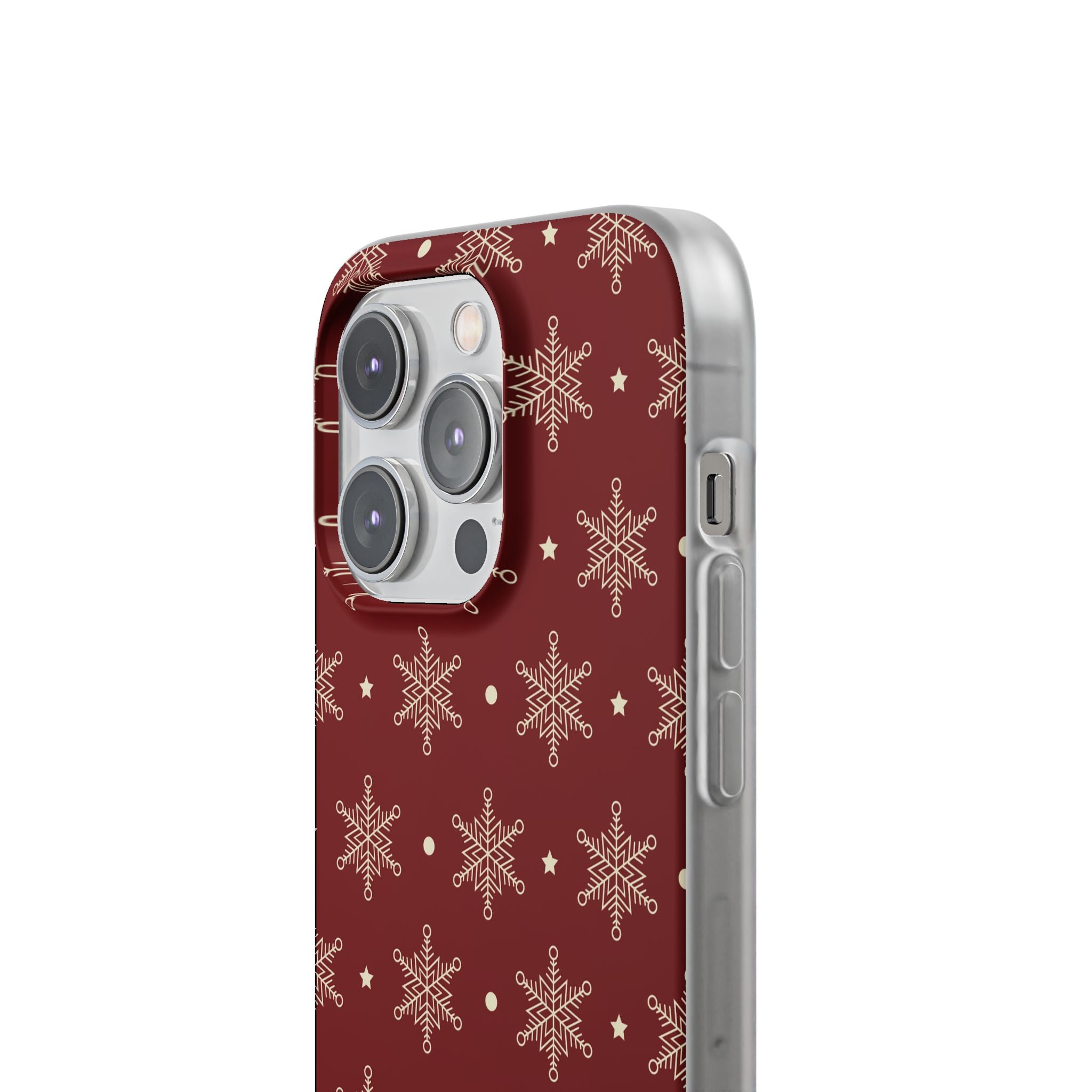 Cream Snowflake Crimson iPhone 14 Pro Case - Soft