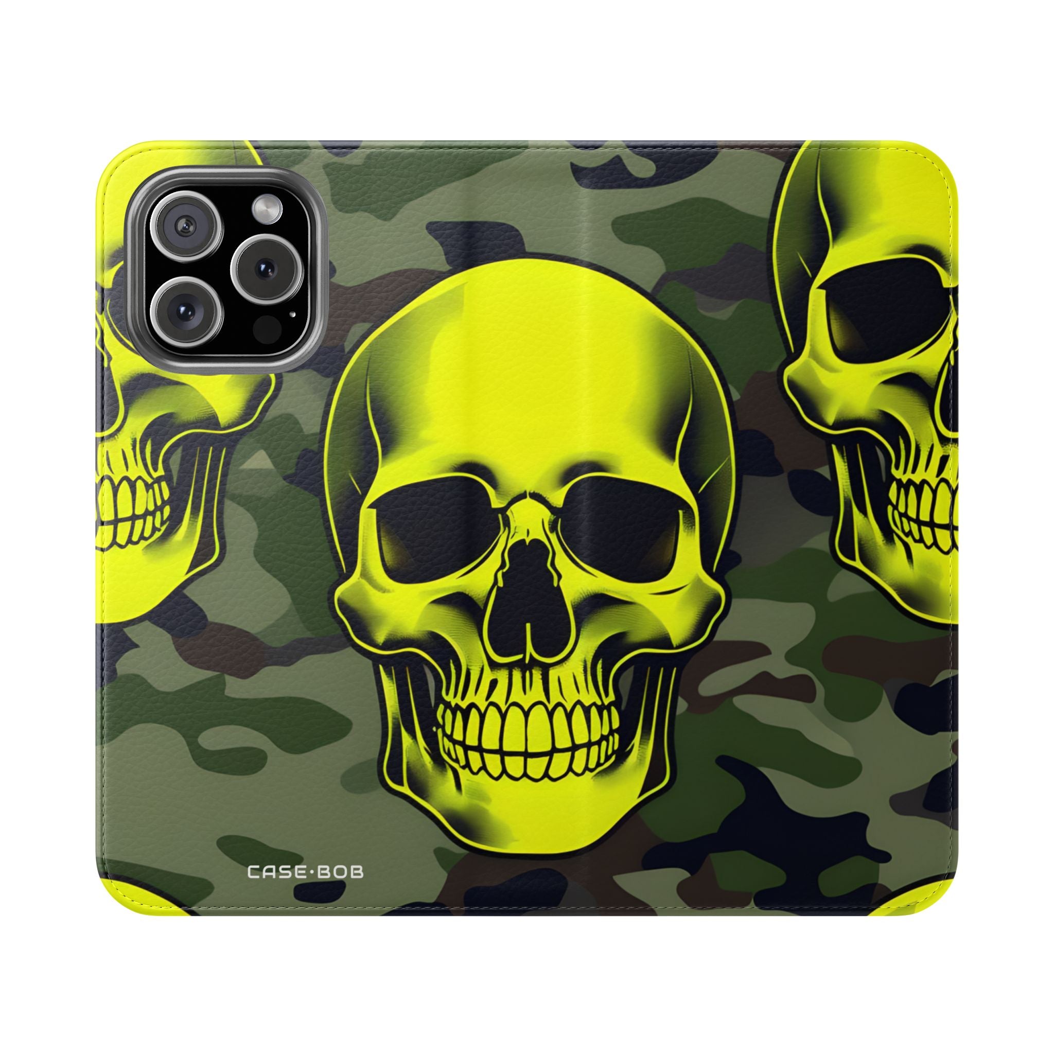 Neon Skull Camo - iPhone 16 Max Case - Wallet