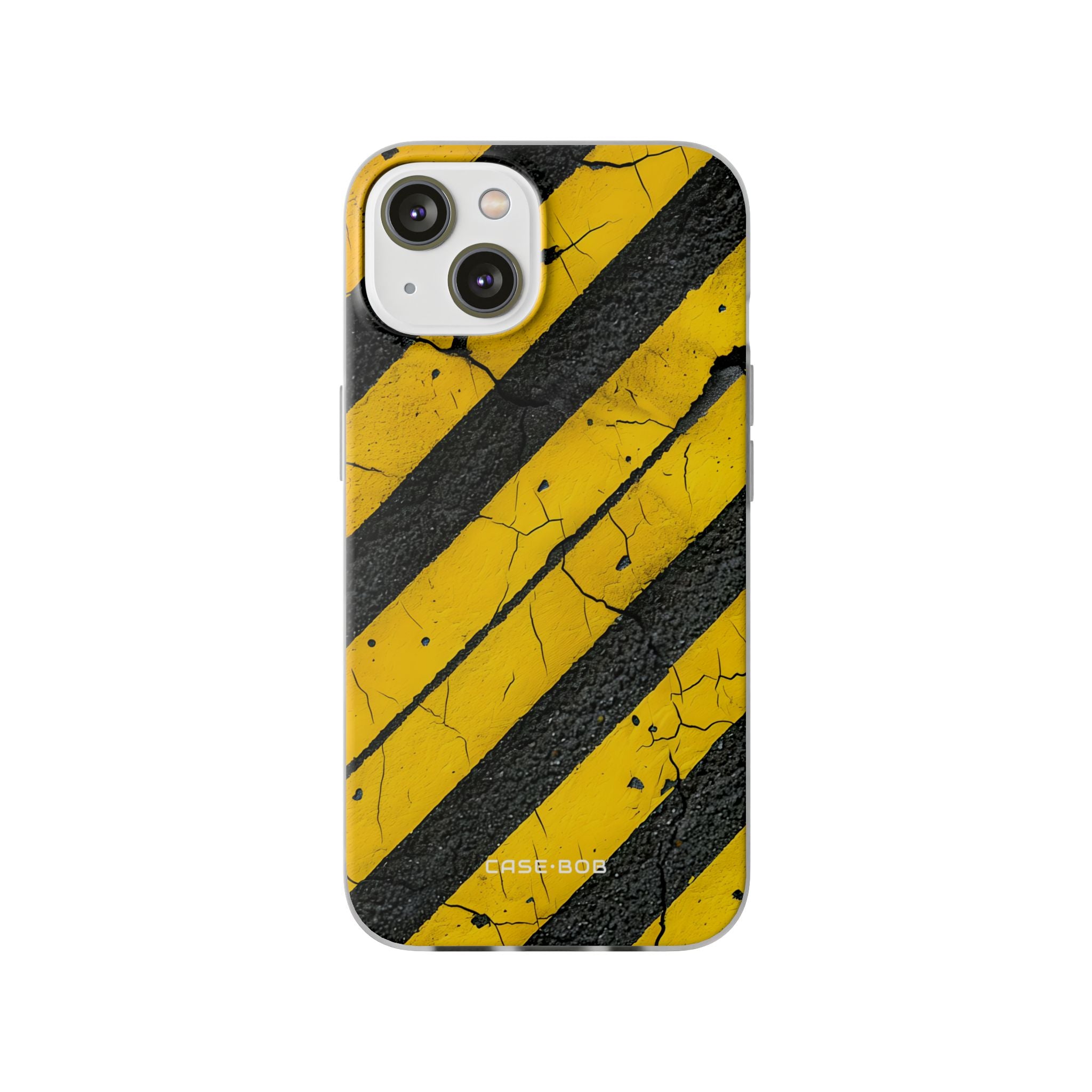 Yellow Stripe Distress iPhone 14 Case - Soft