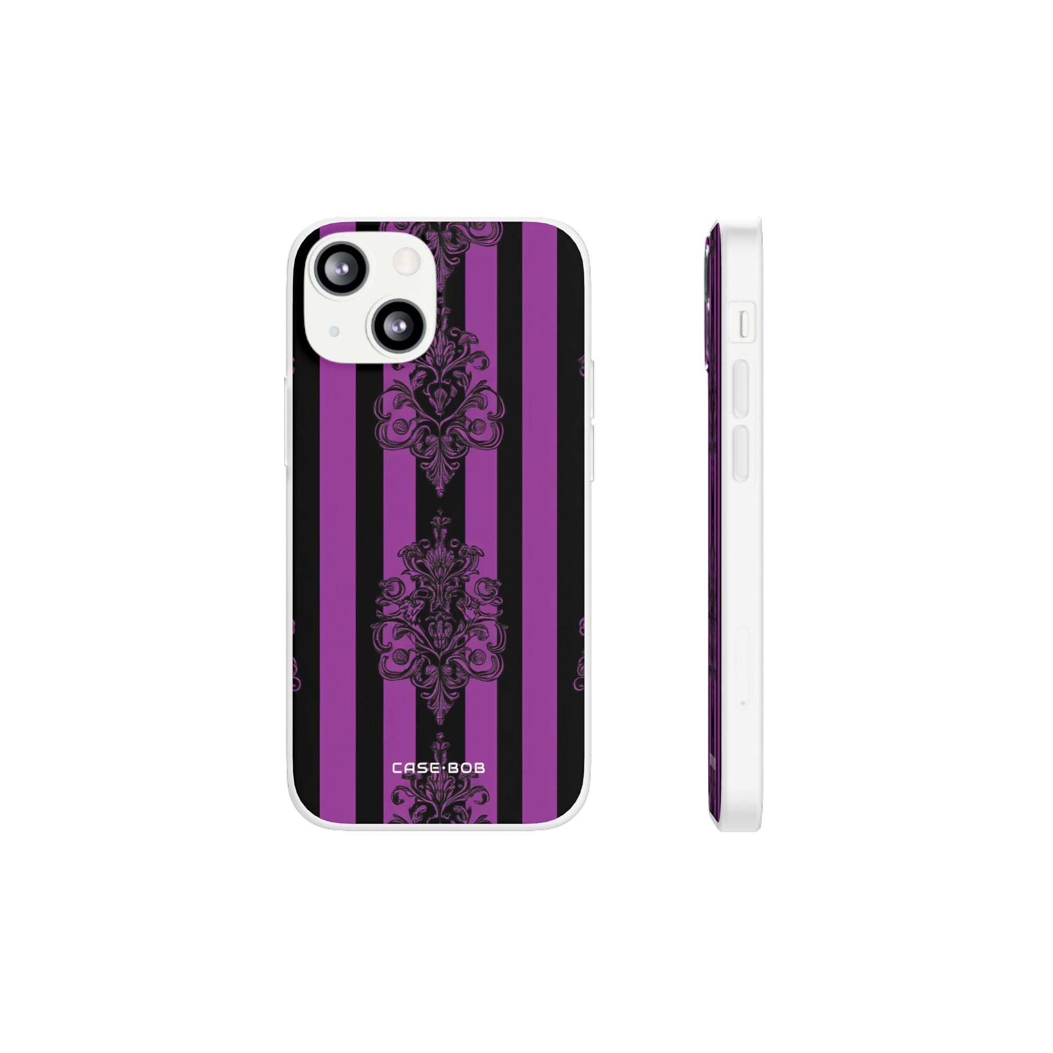 Damask Elegance Purple iPhone 13 mini -pehmeä suojakotelo