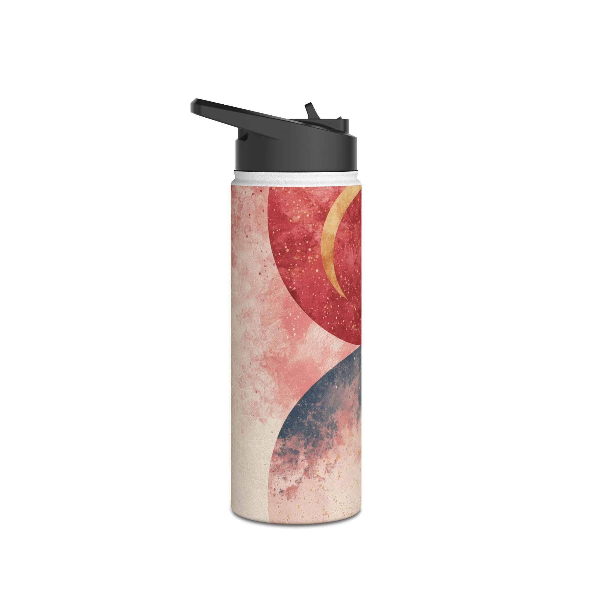 Golden Crescents Crimson - Stainless Steel Water Bottle
