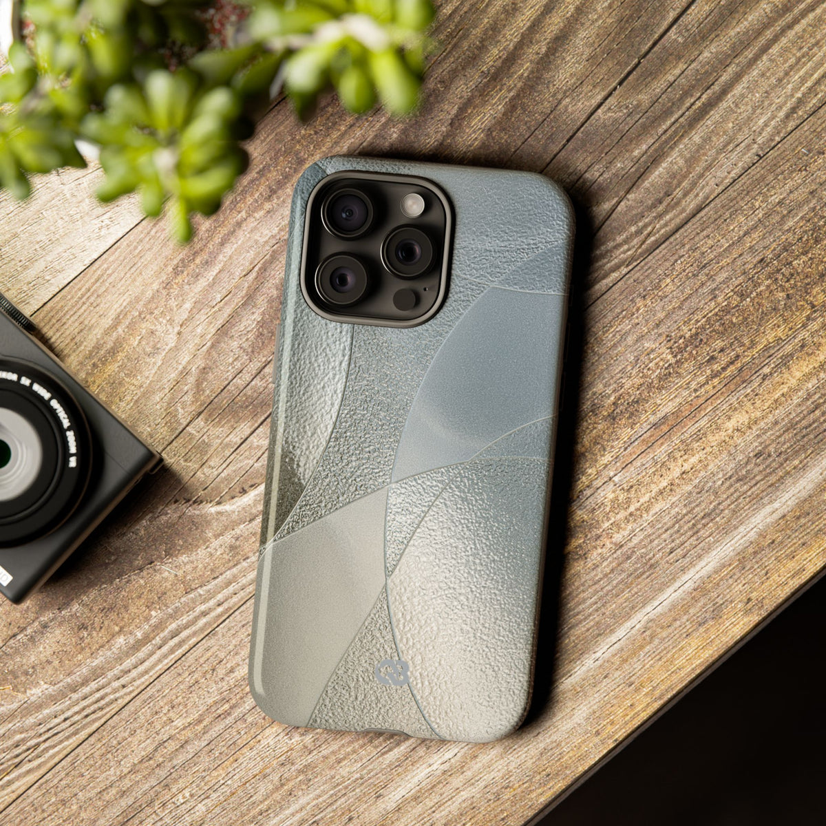 Silver Tough Phone Case for iPhone - Frosted Silver Mosaic