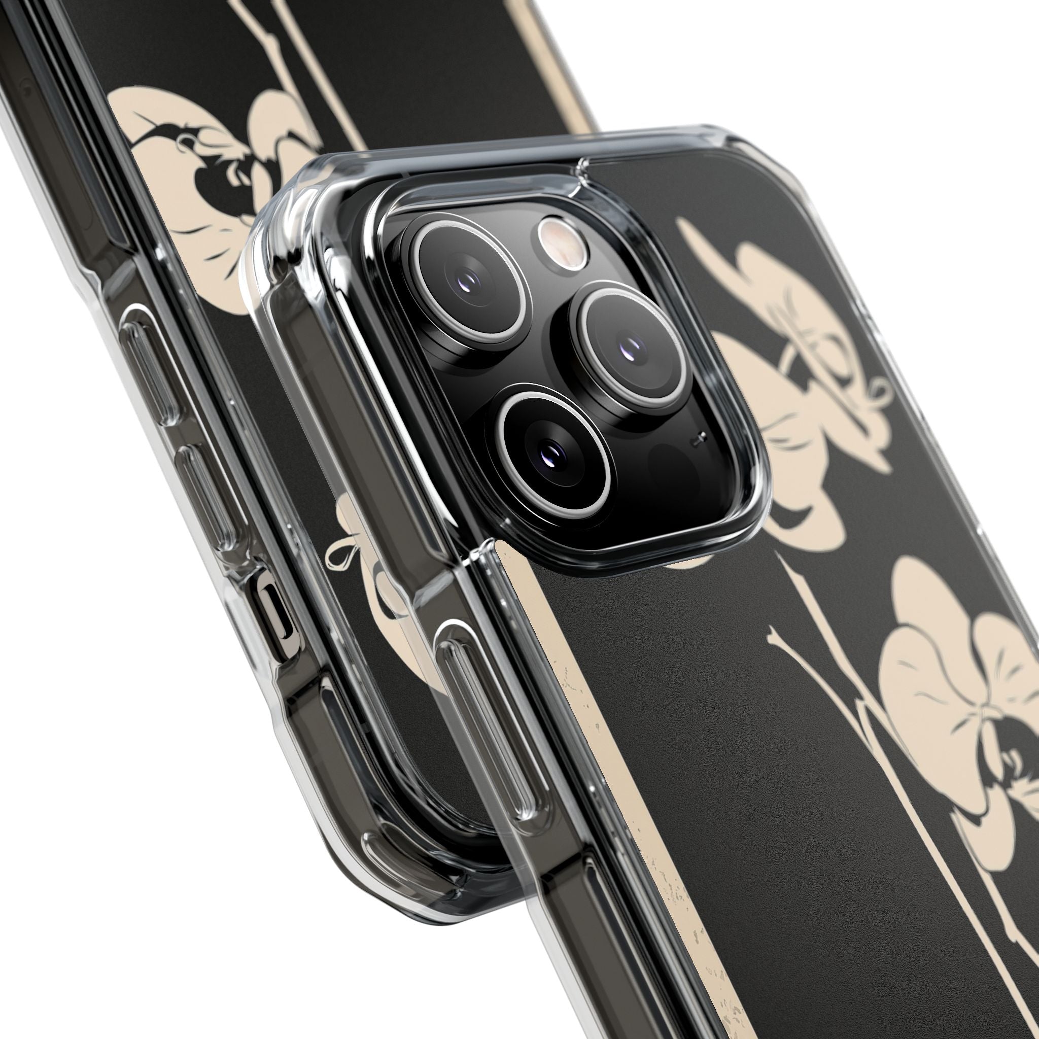 Black Impact MagSafe Phone Case for iPhone - Obsidian Bone Orchid