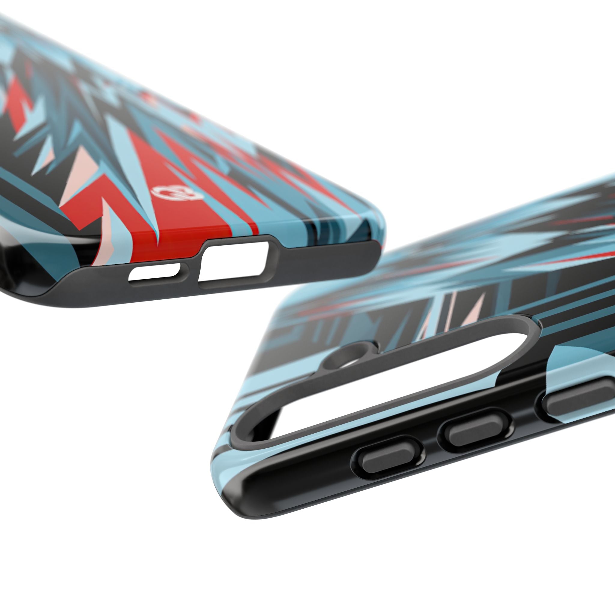 Blue Tough Phone Case for Samsung - Glitch Peak Cyan
